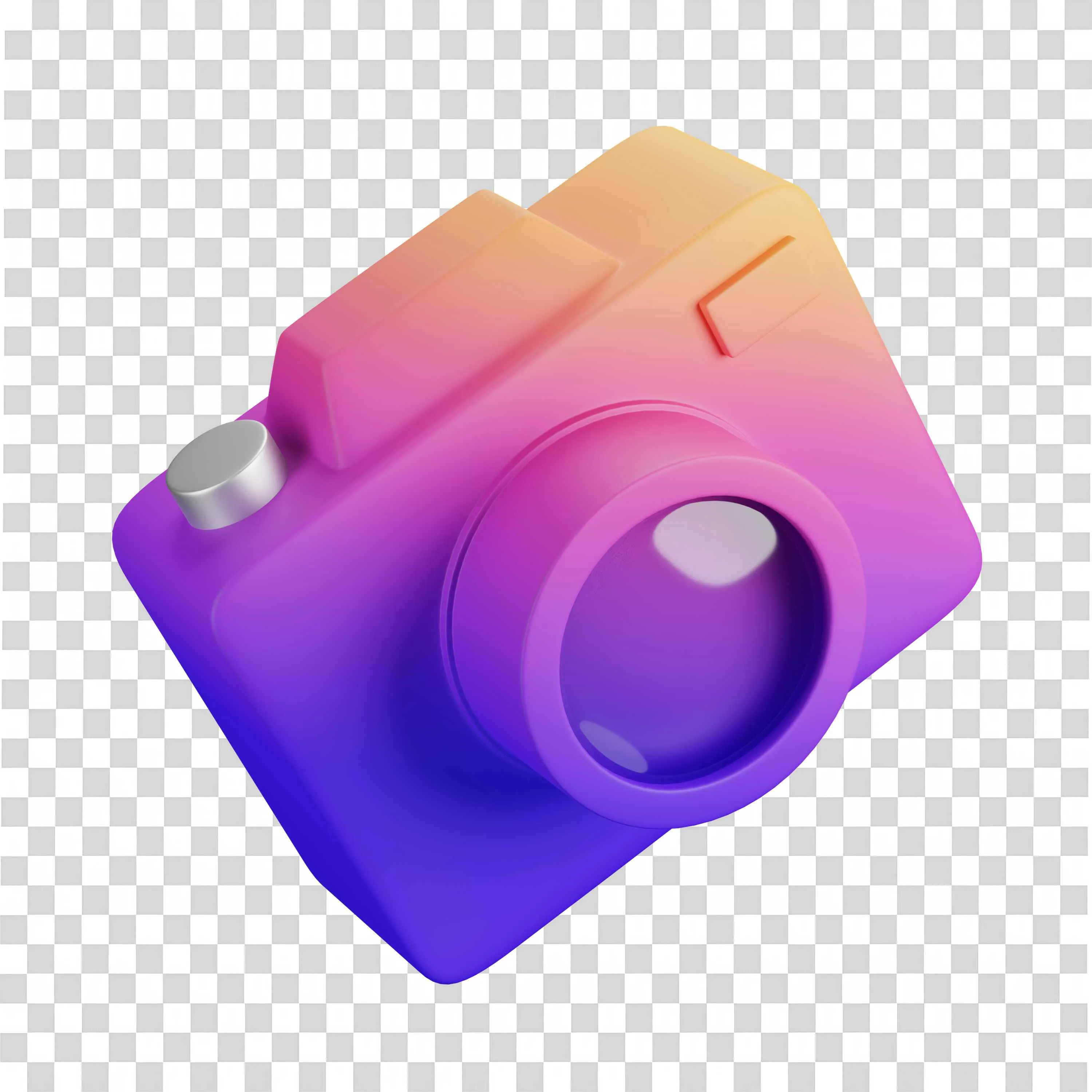 3D Gradient Camera Icon Front View PNG Transparent Download
