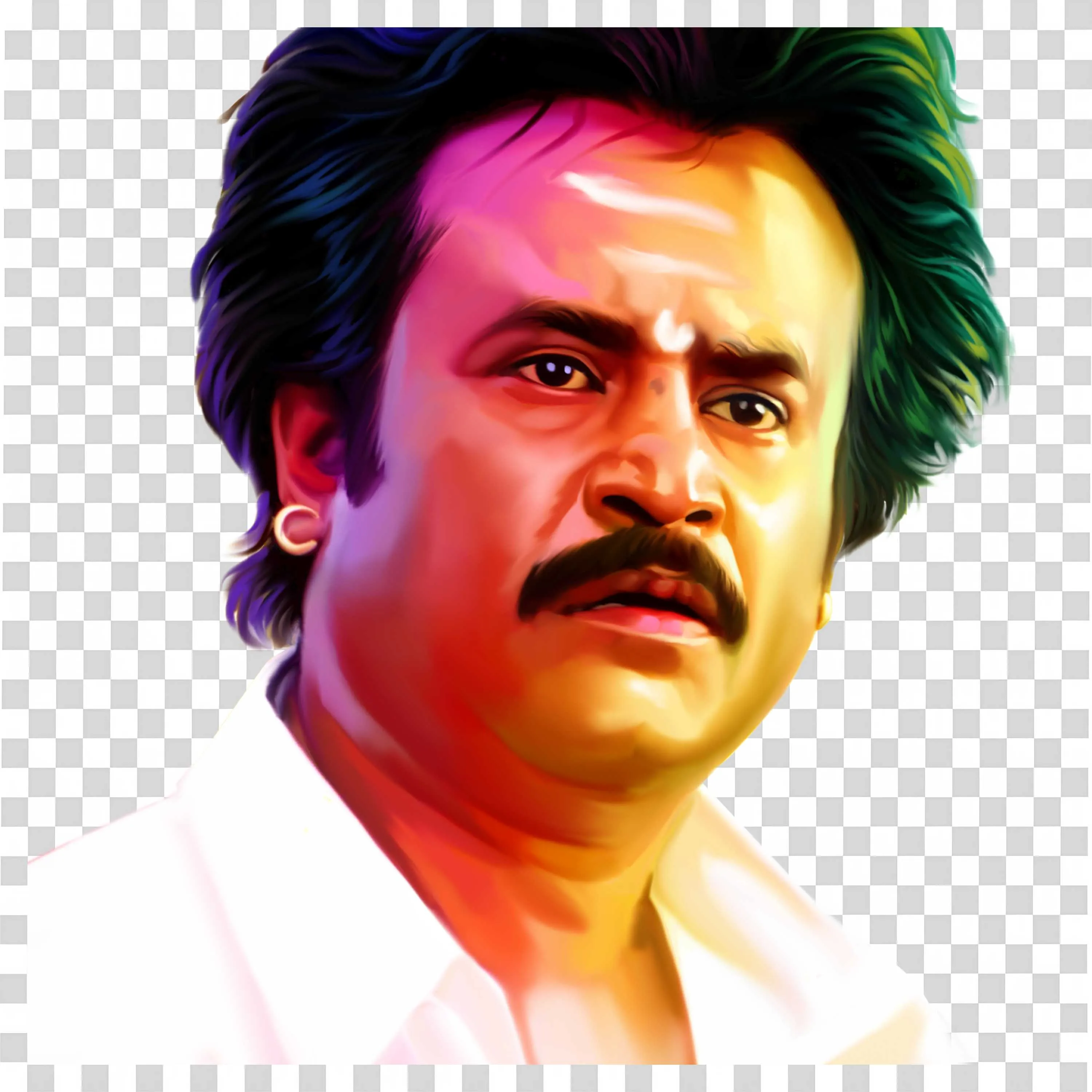 Annamalai Rajini Art Serious Look with Earring Free PNG