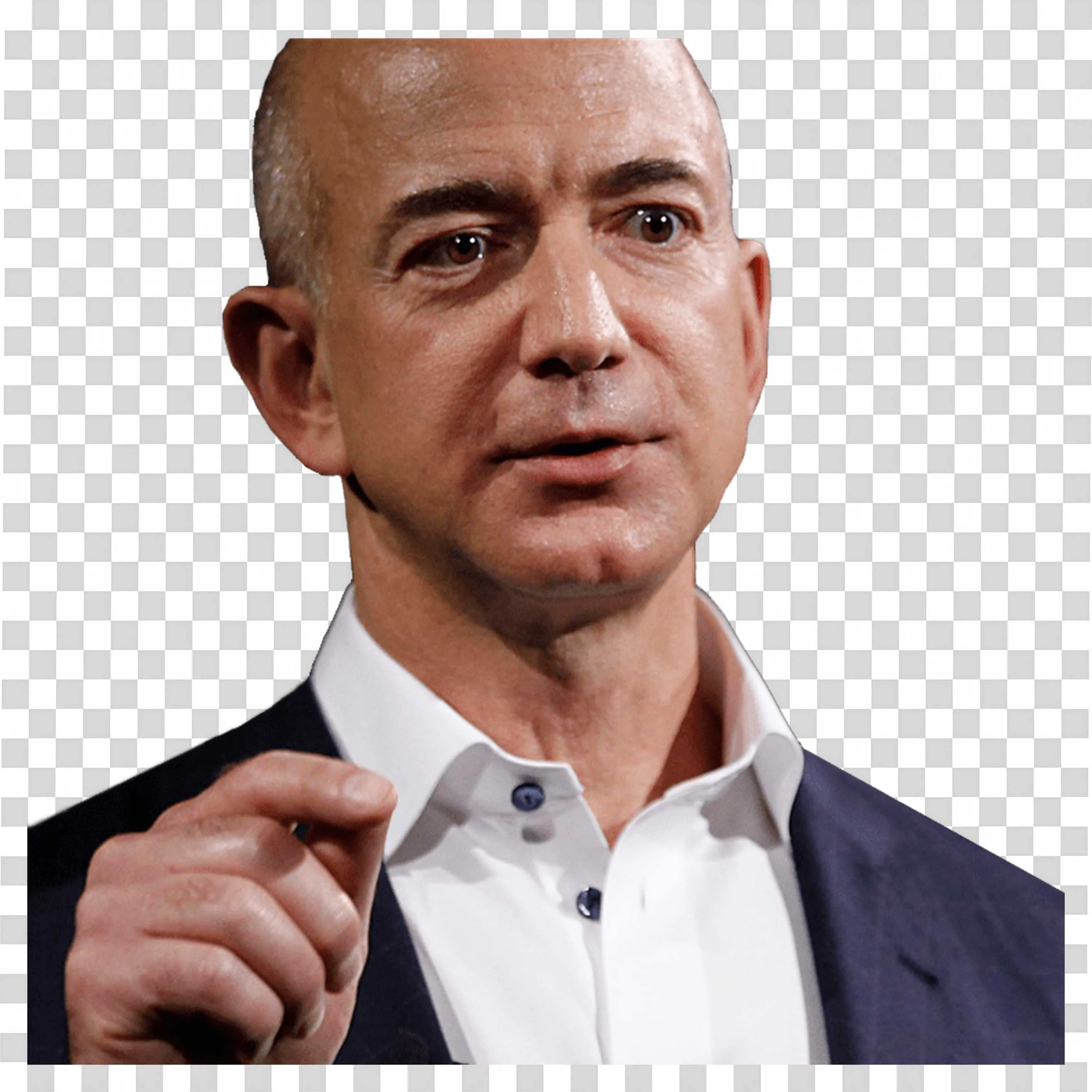 Jeff Bezos Pointing Upward in Suit PNG Transparent Image