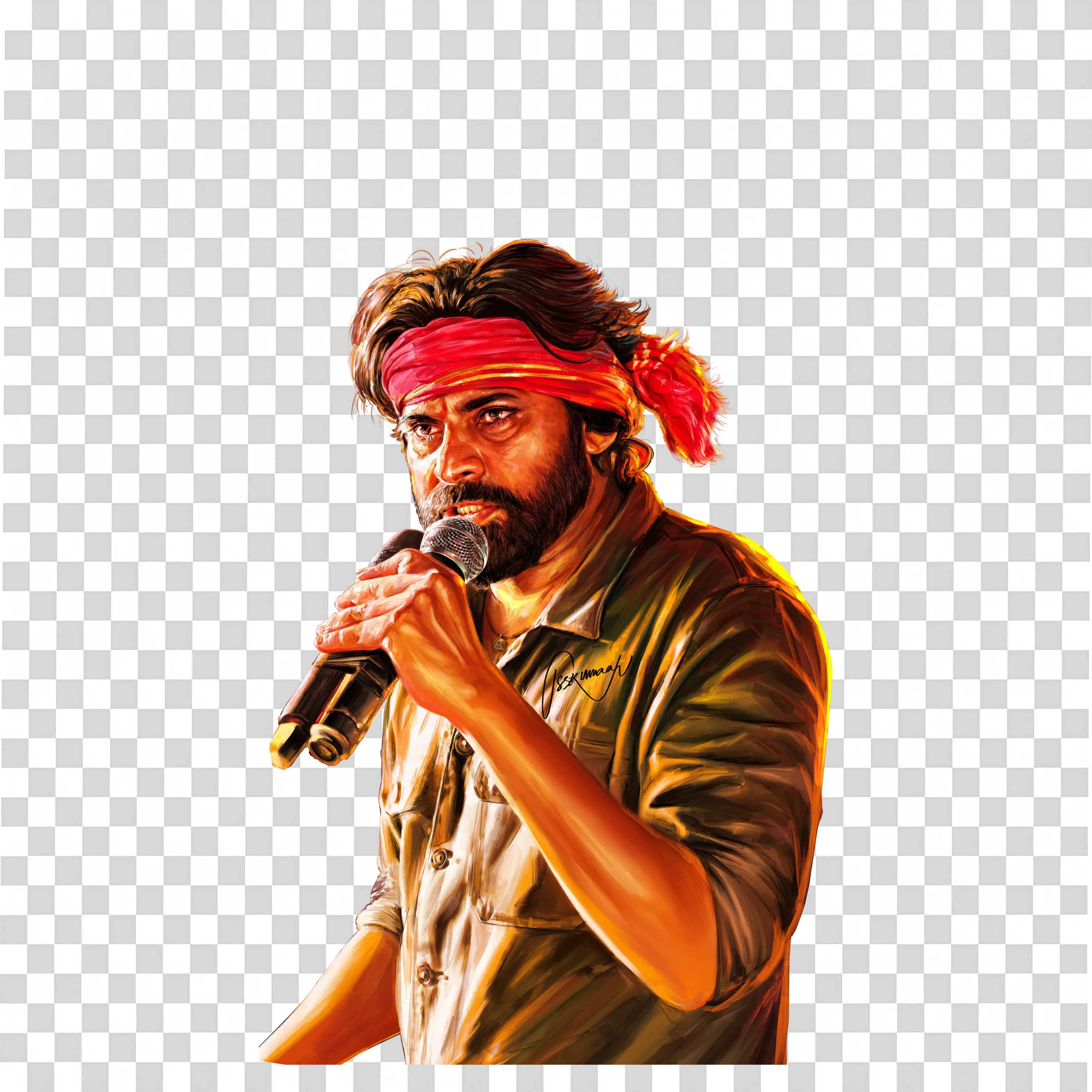 Kalyan Intense Look with a Mic in Hand and Wearing Headband