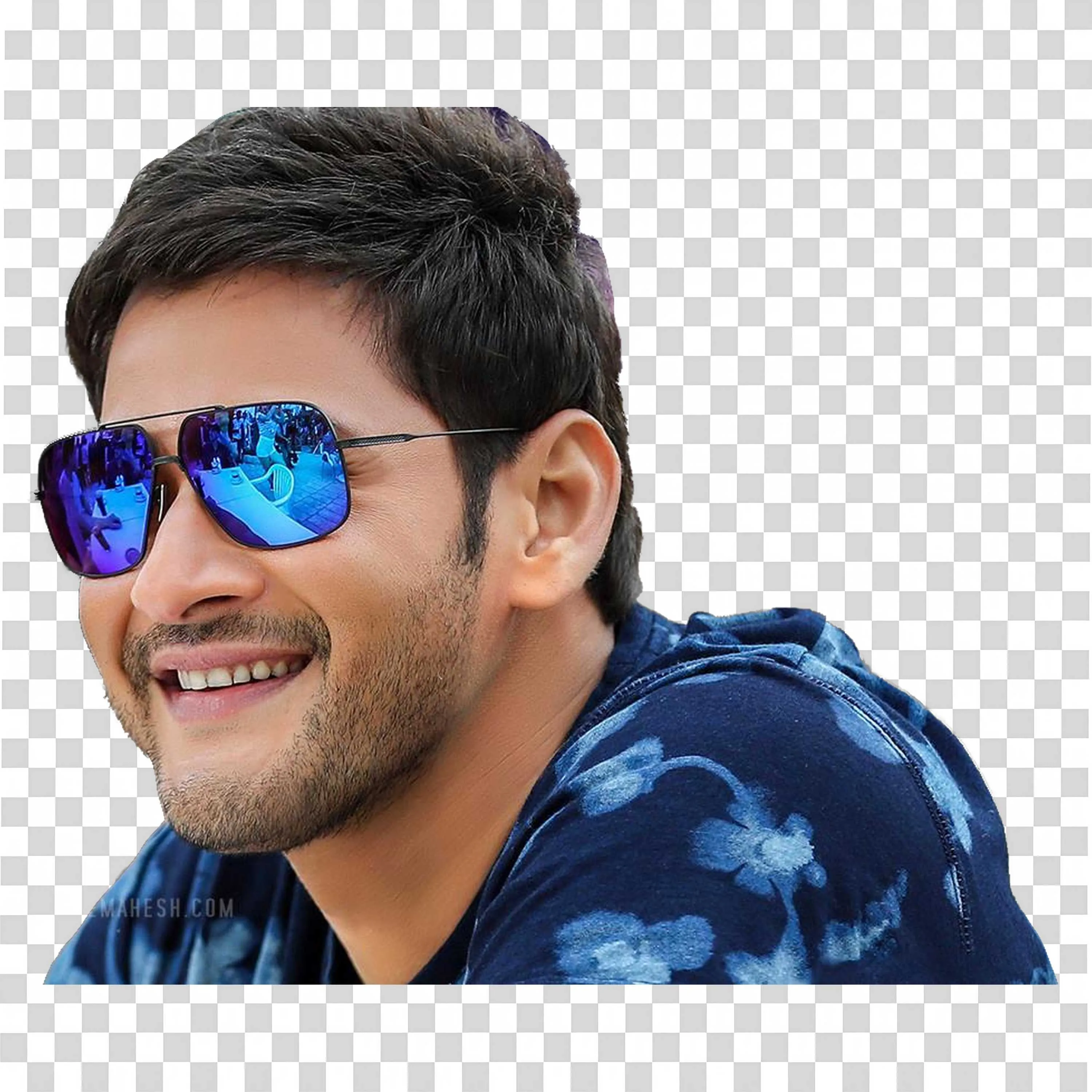Mahesh Babu in Blue Hoodie with Reflective Sunglasses Art