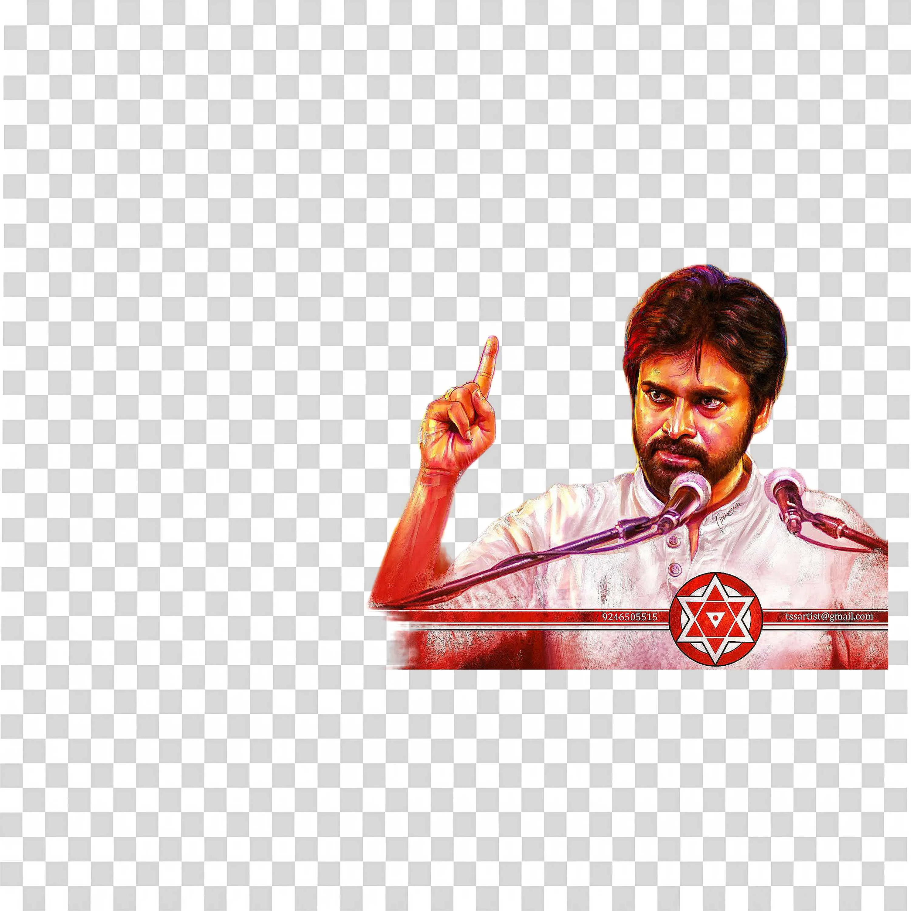 Pawan Kalyan Giving Speech with Mic PNG Transparent Download