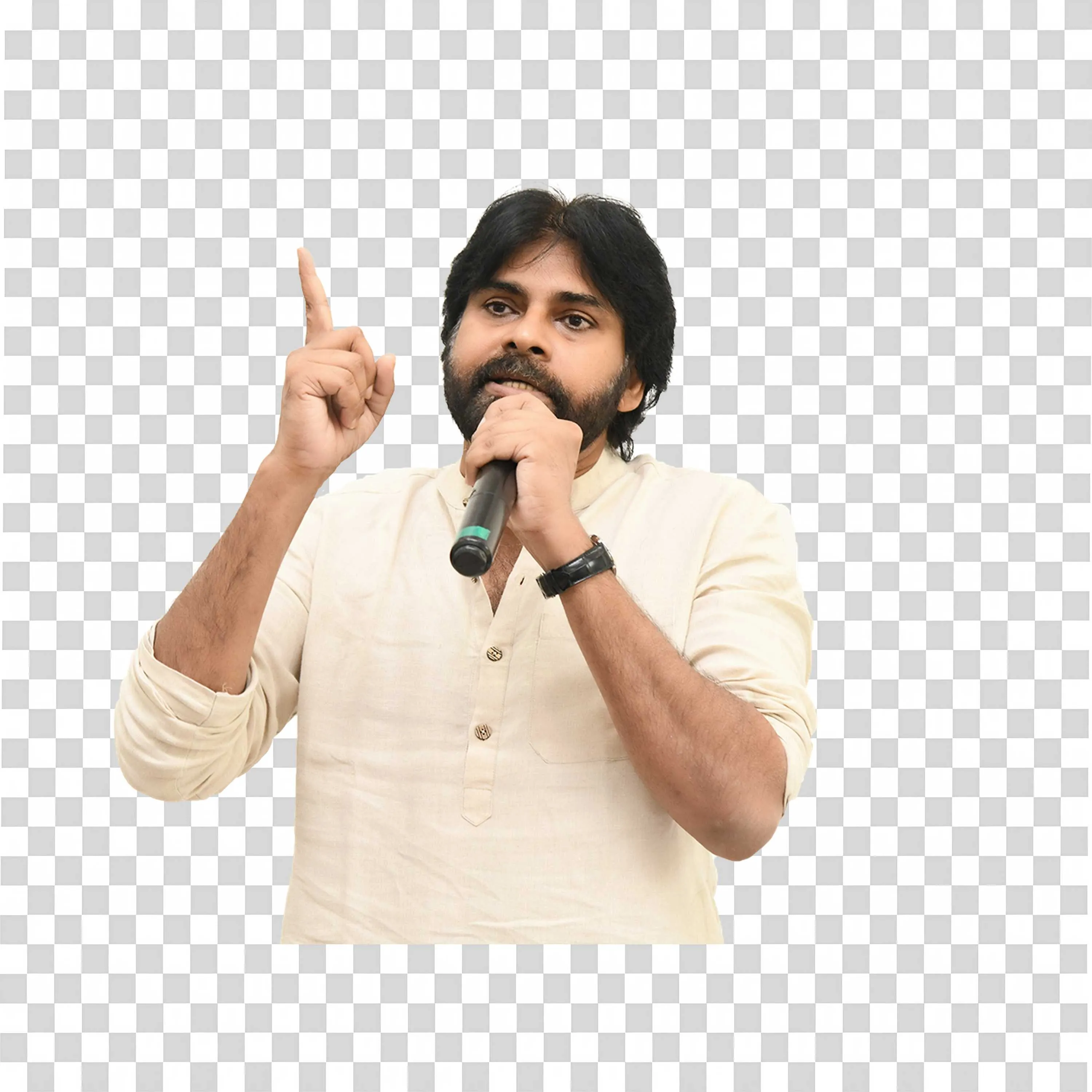 Pawan Kalyan Pointing Up Hand Mic Transparent PNG Download