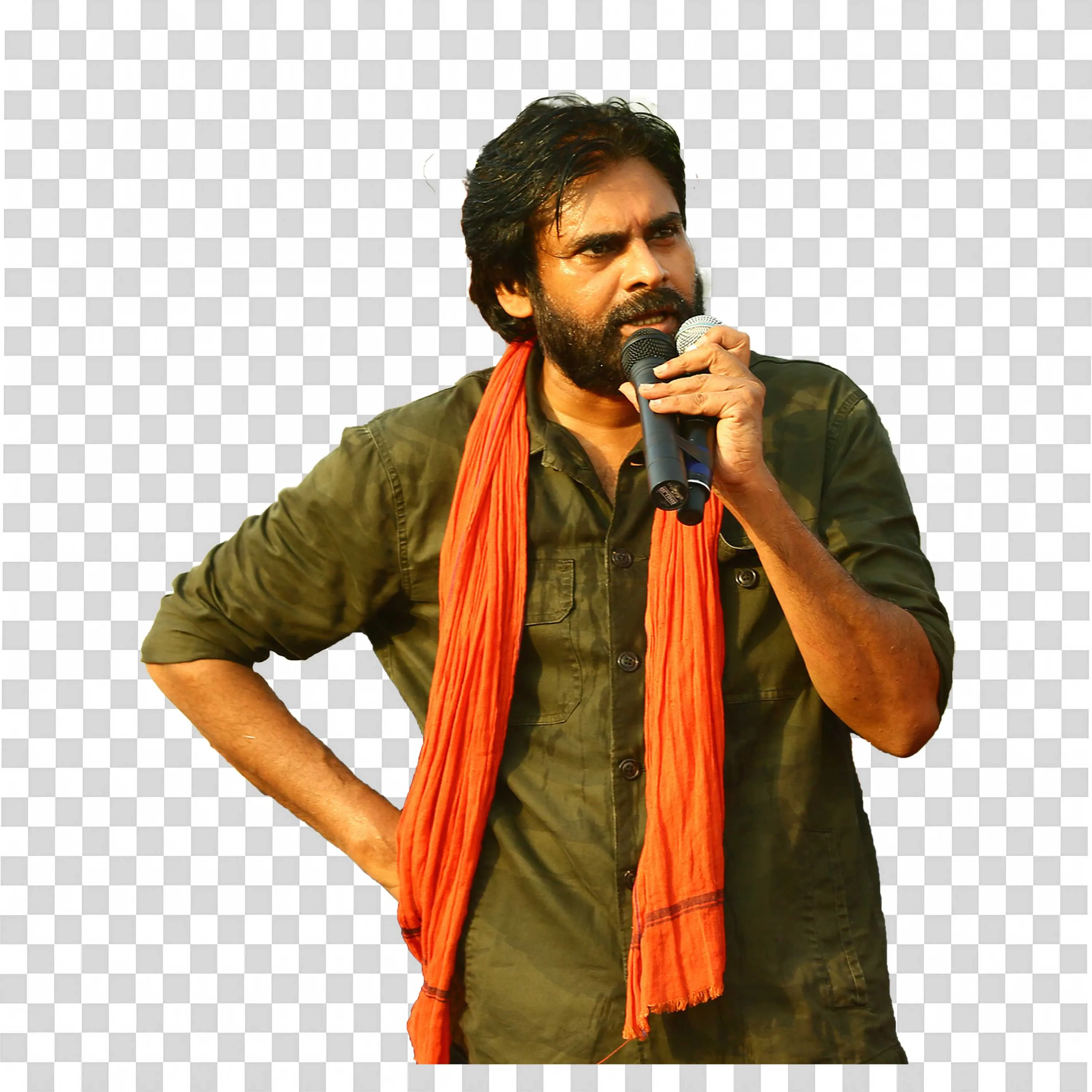 Pawan Kalyan Speech Pose Mic in Hand Transparent Download
