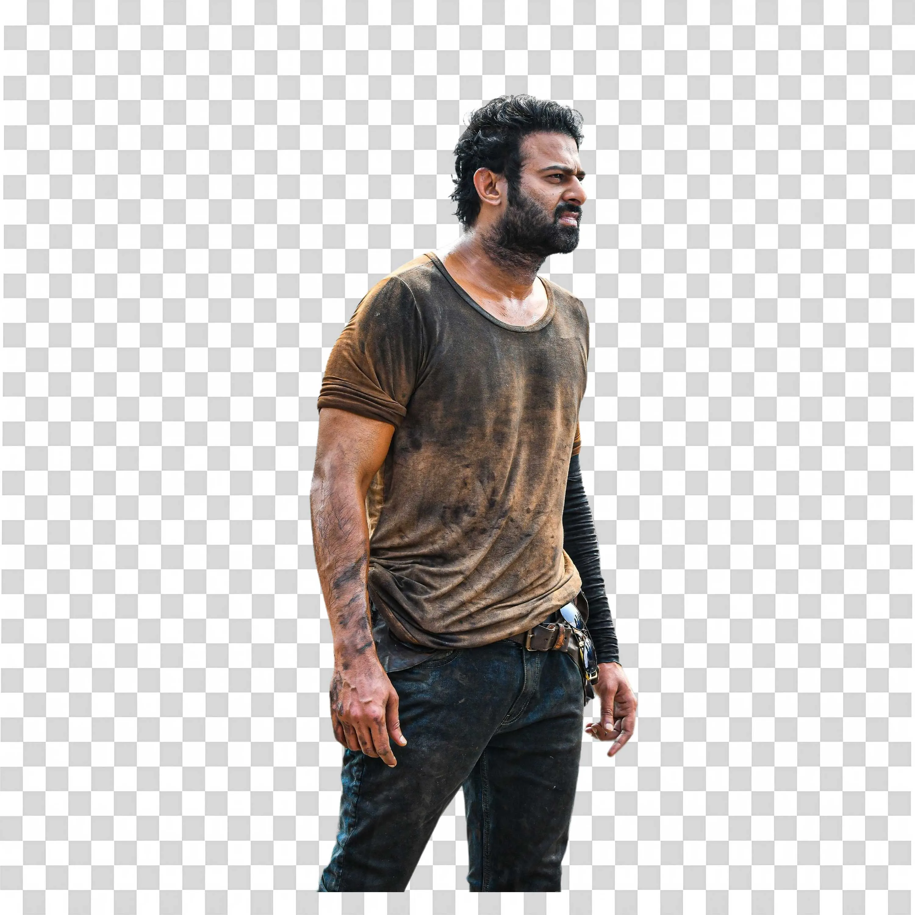 Prabhas in Muddy Outfit Standing PNG Transparent Image