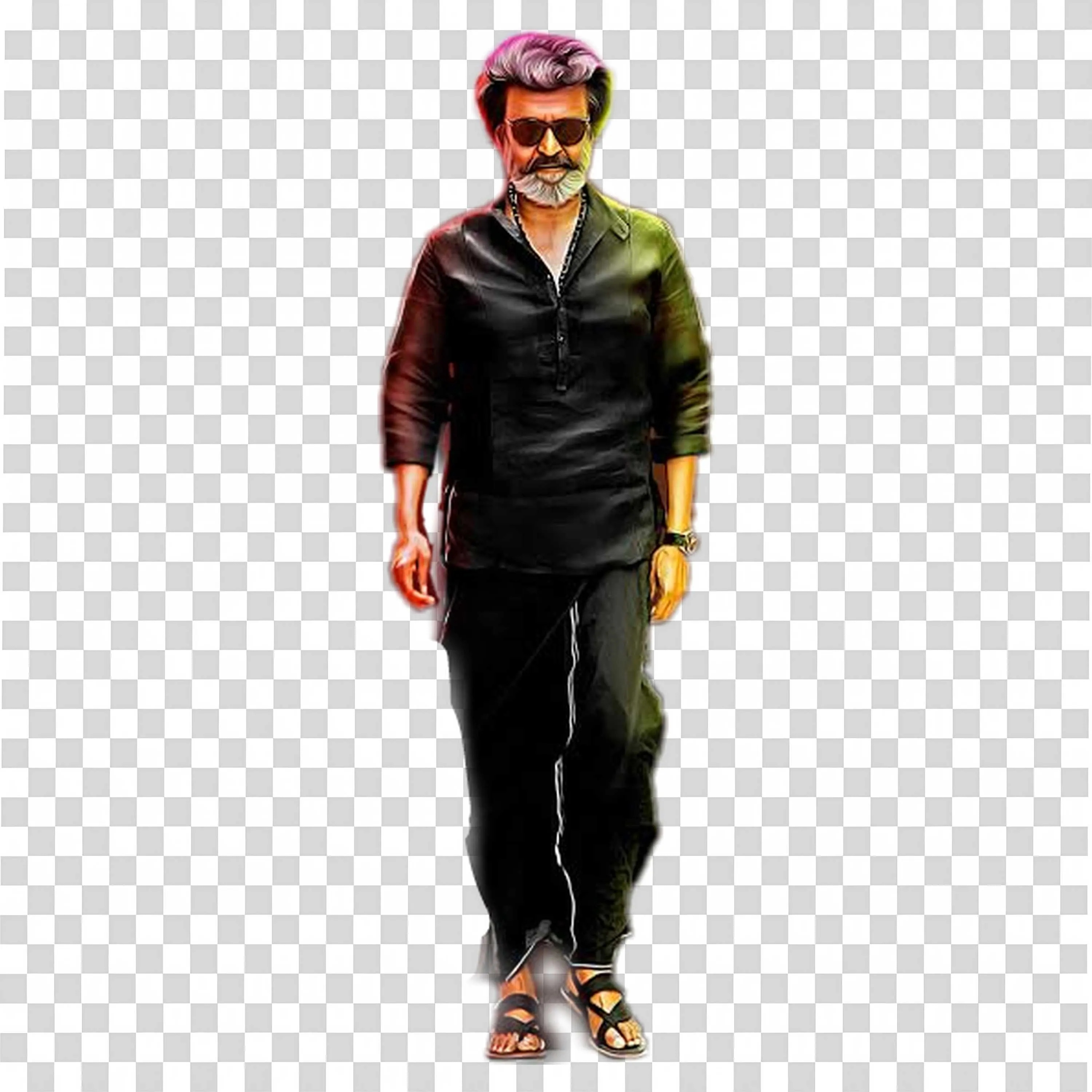 Rajinikanth Cool Black Outfit Standing Stylish Art Free Download