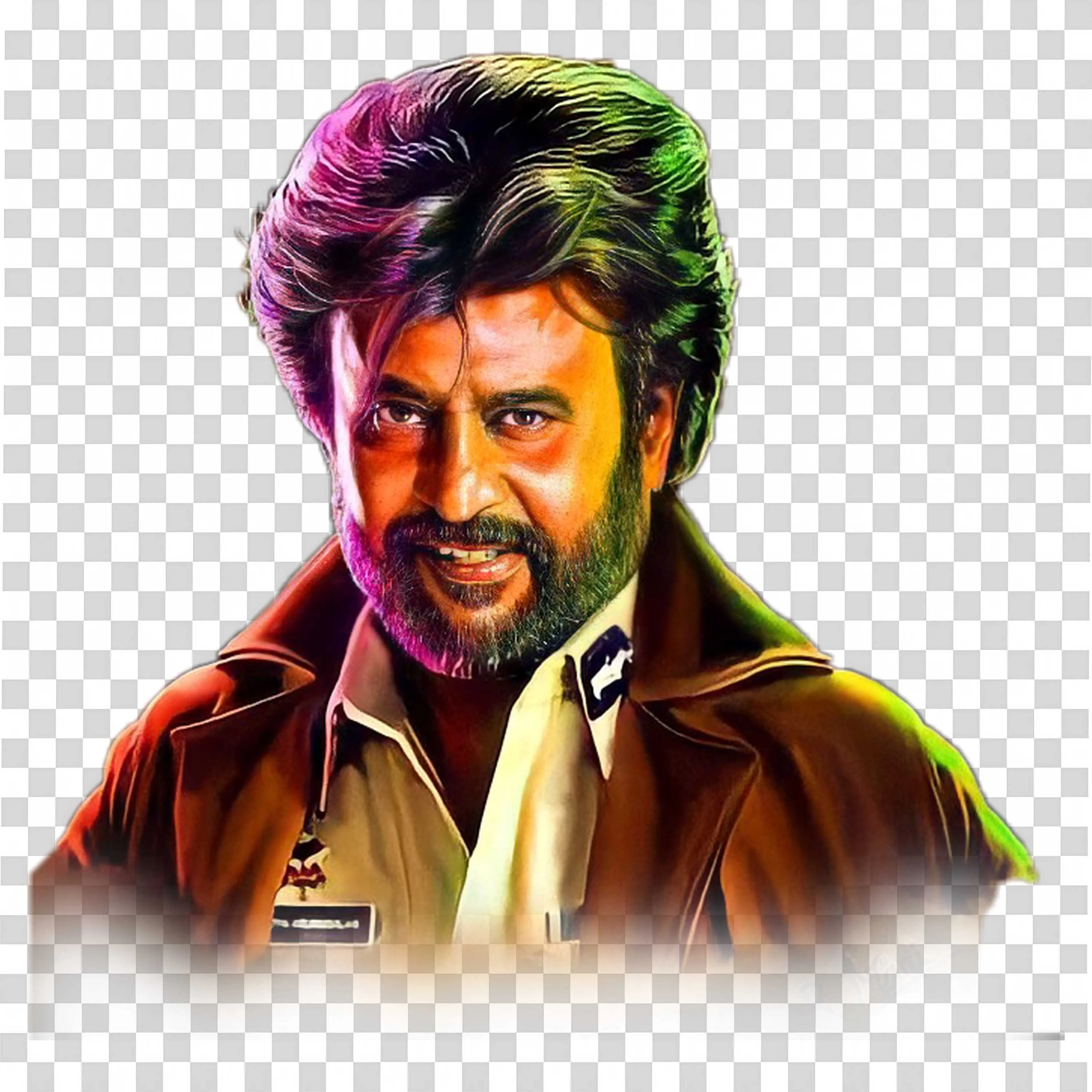 Rajinikanth Darbar Movie Vibrant Police Officer Art Free PNG