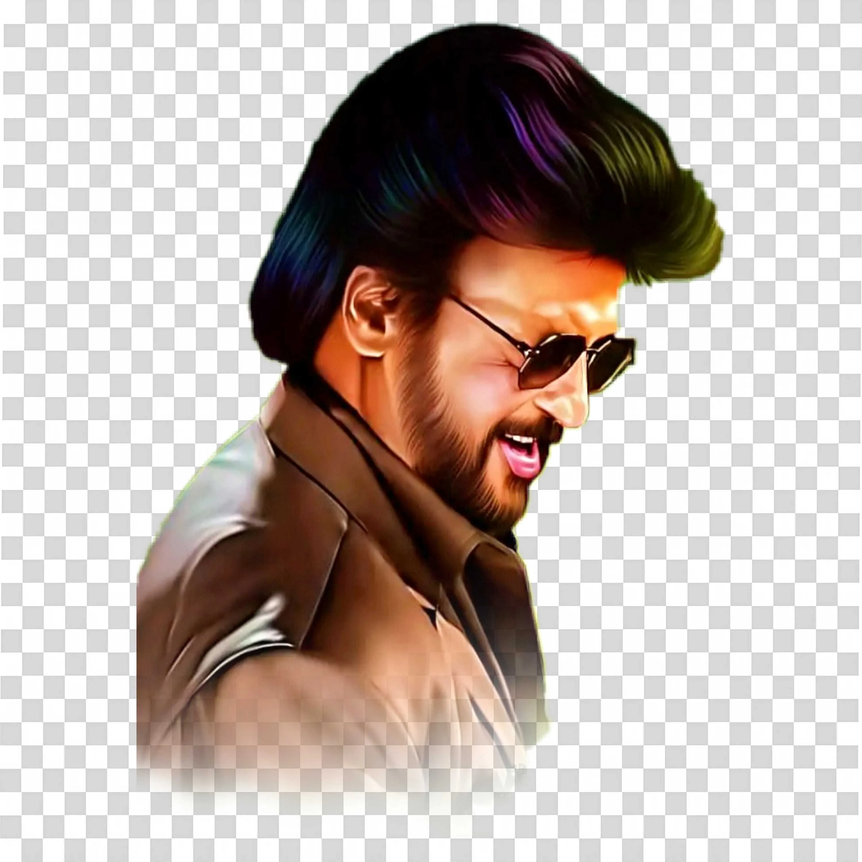 Rajinikanth Side View with Stylish Hair and Sunglasses Art