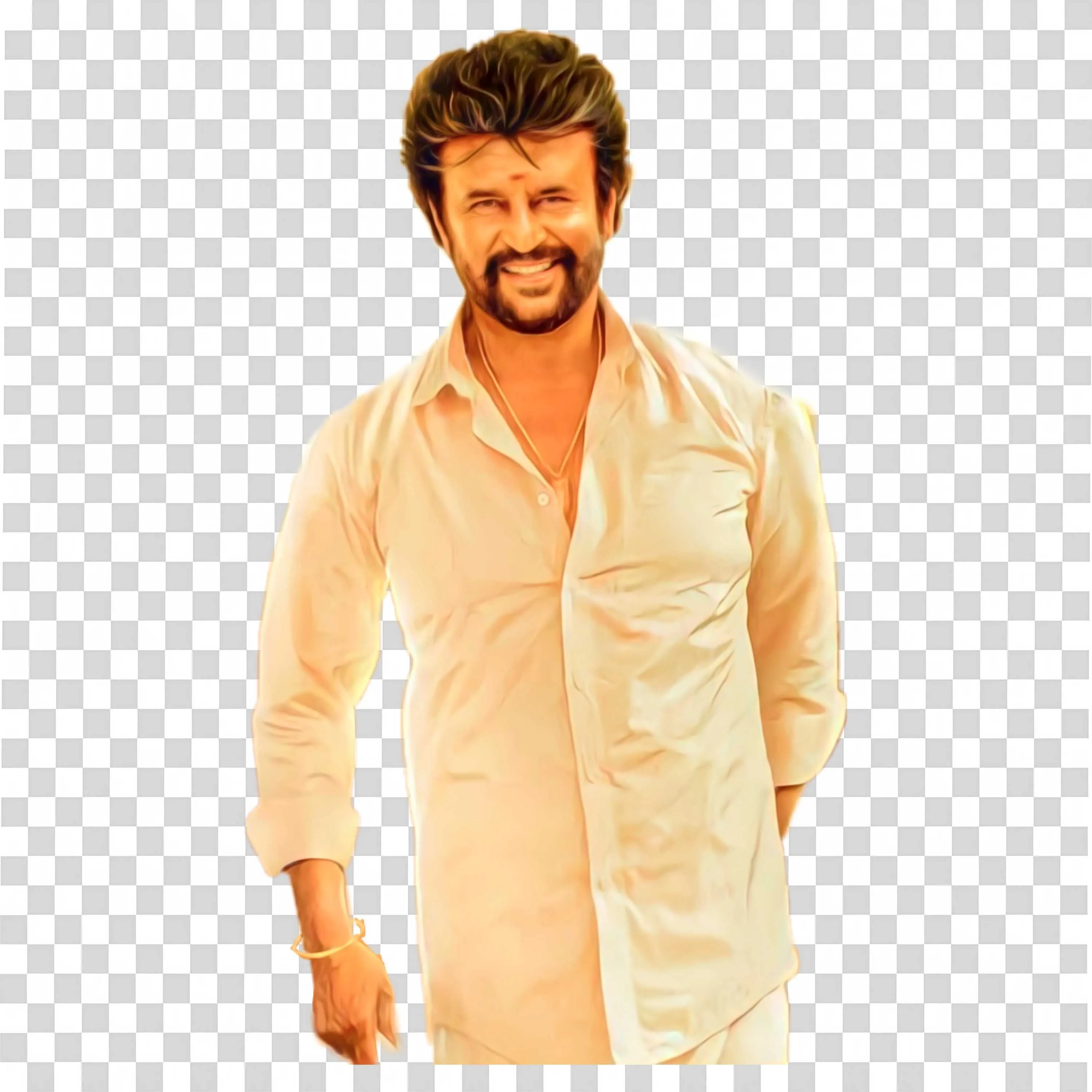 Rajinikanth Smiling in Cream Shirt with Casual Look Art Download