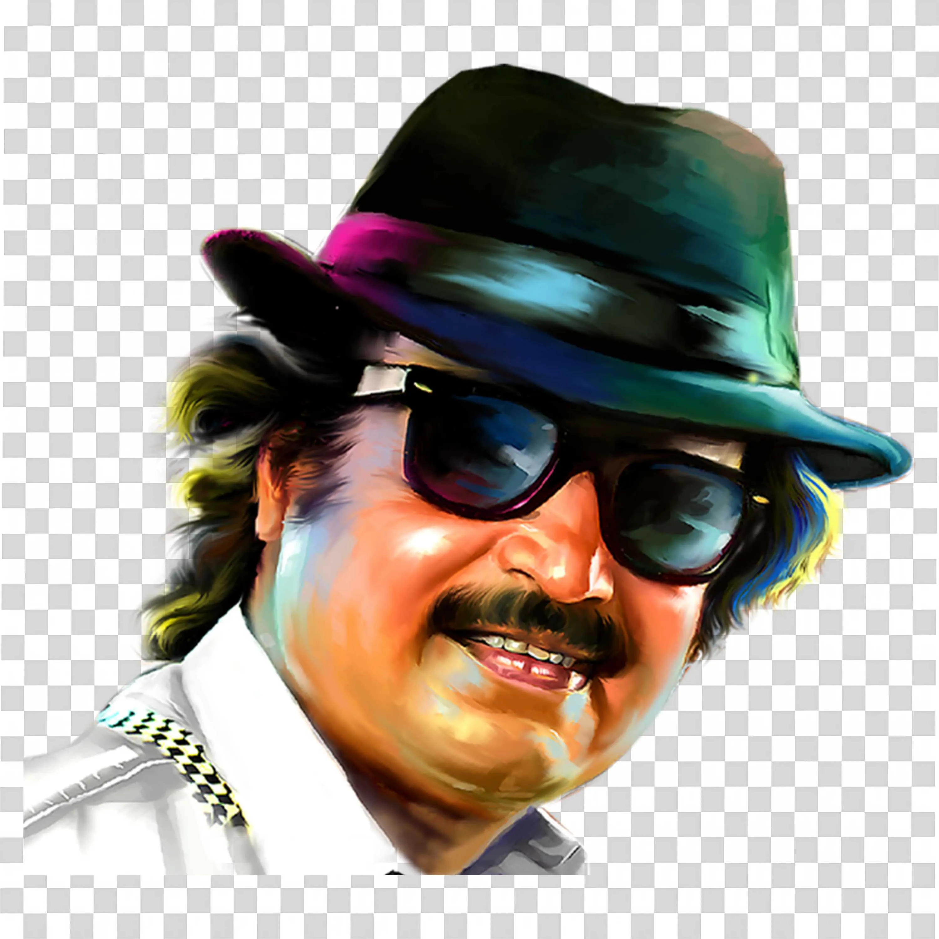 Rajinikanth Stylish Look with Hat and Sunglasses Iconic Art