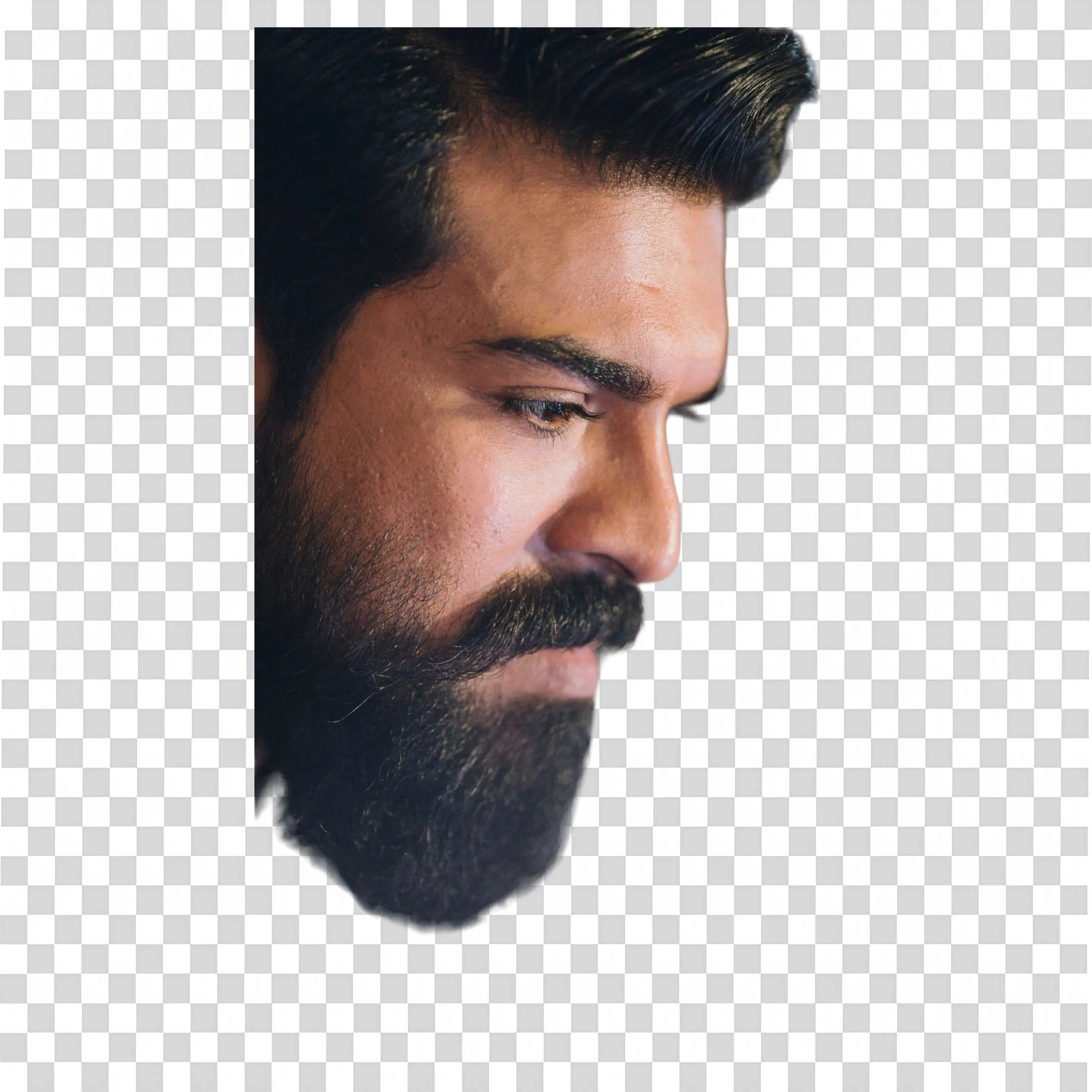 Ram Charan Side Face Closeup with Beard PNG Transparent