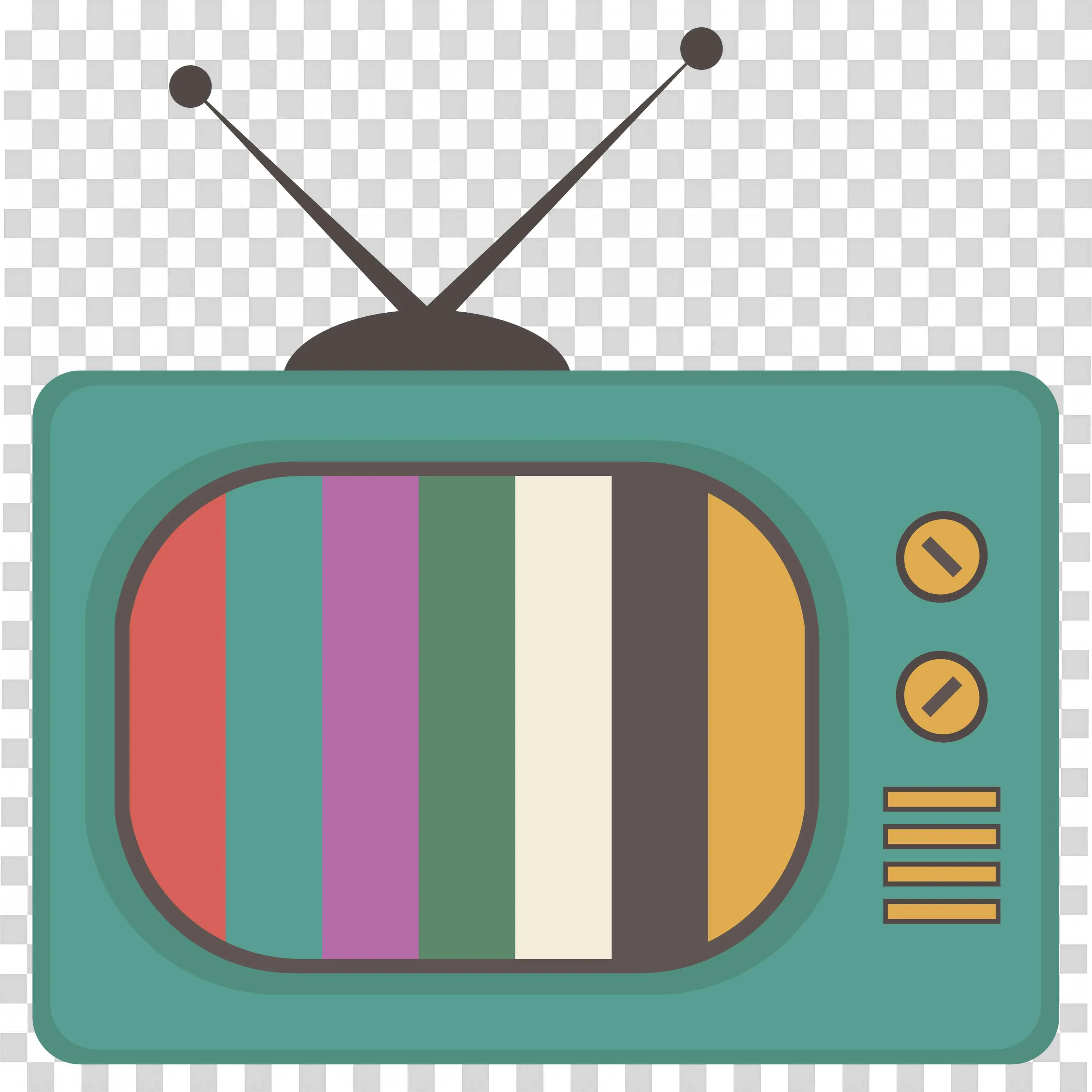 Retro TV Vector Classic Media Device Flat Icon PNG Download