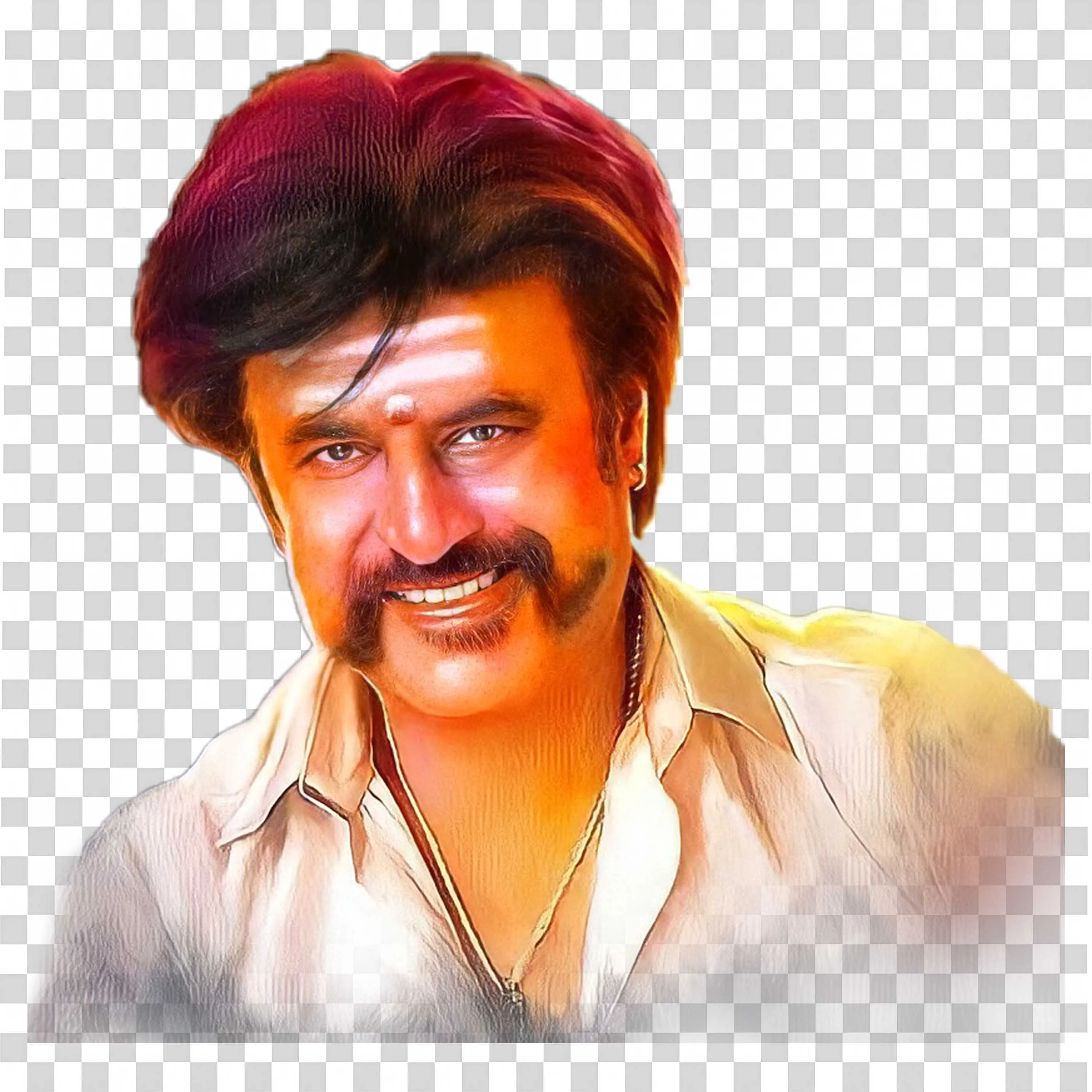 Superstar Rajinikanth Painting in Iconic Portrait Art Free PNG