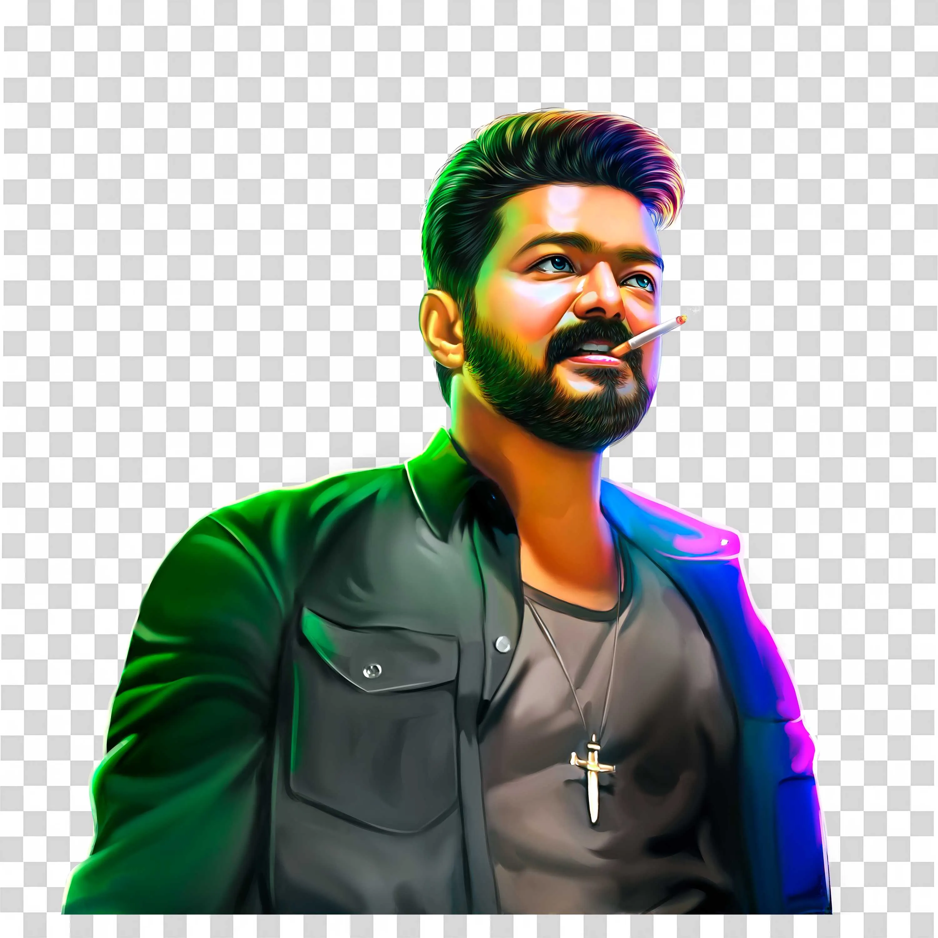 Thalapathy Vijay Smoking Stylish PNG from Leo Movie Clipart