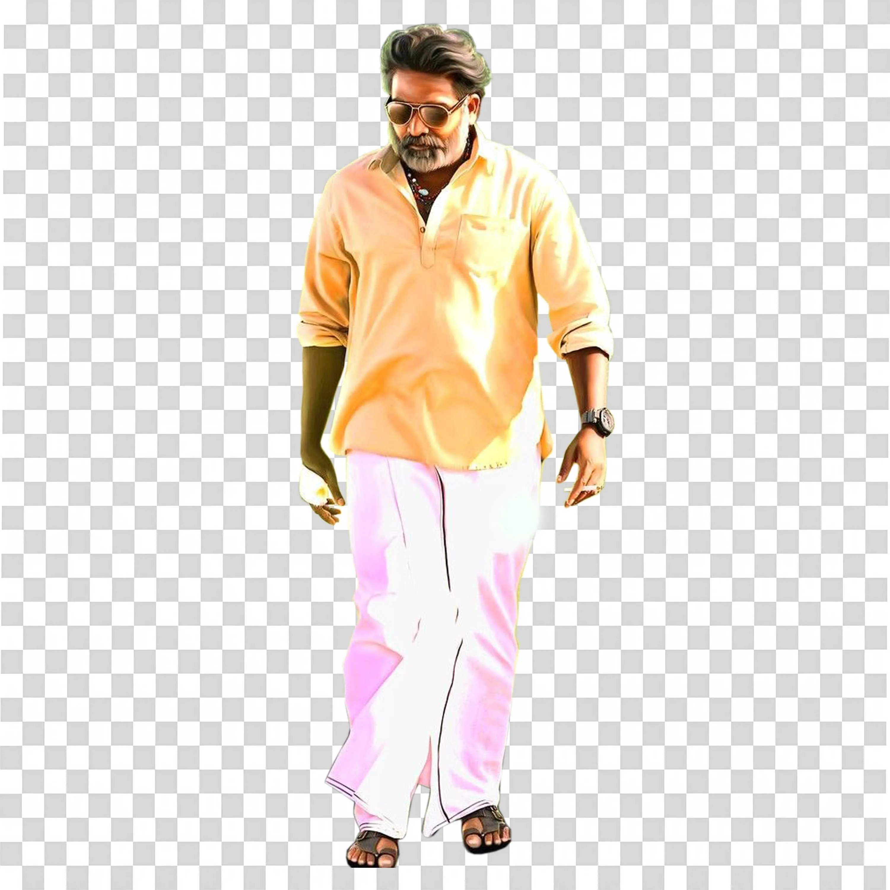 Vijay Sethupathi Mass Look Walking Pose PNG Transparent Download