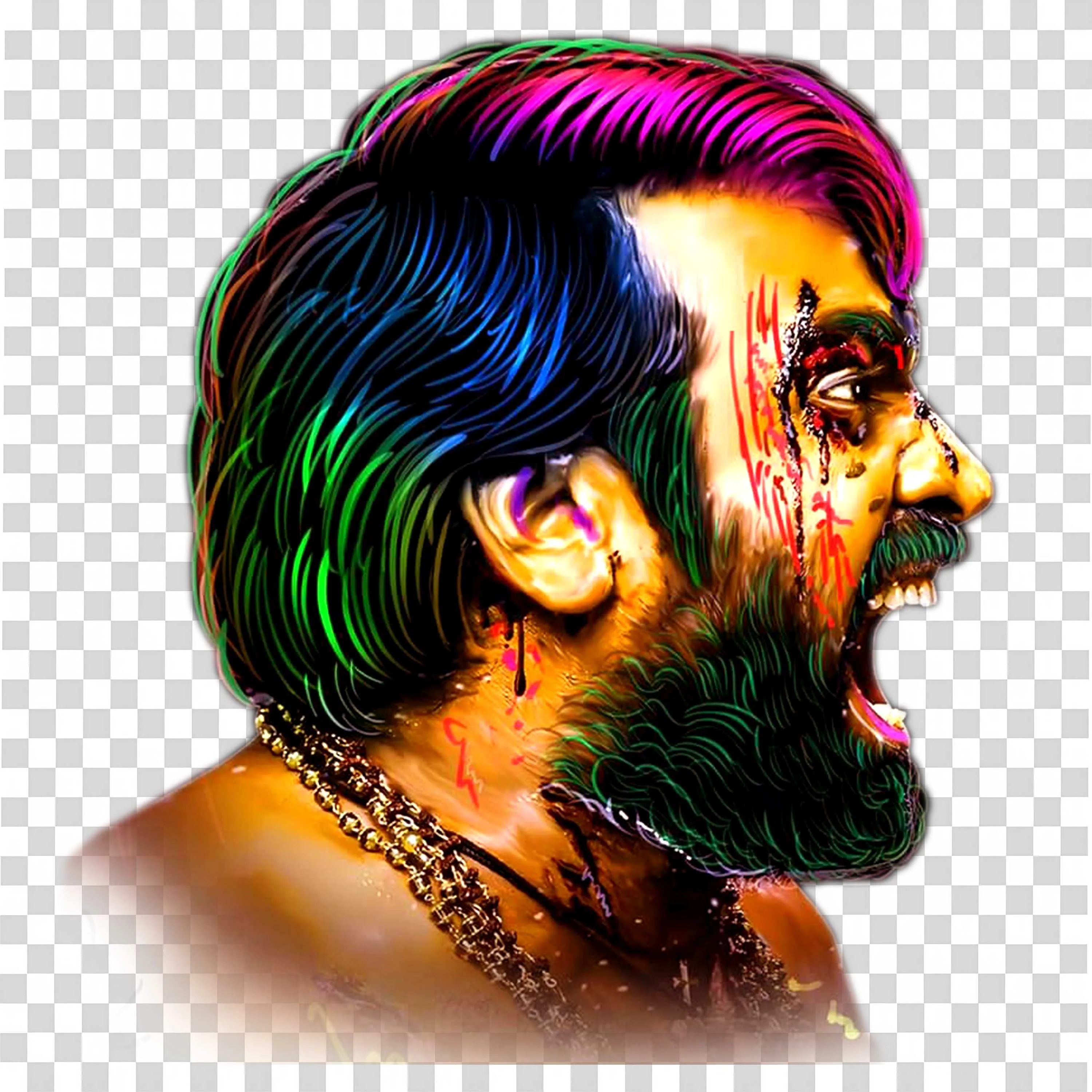 Vijay Sethupathi PNG with Angry Look from Vikram Movie Art