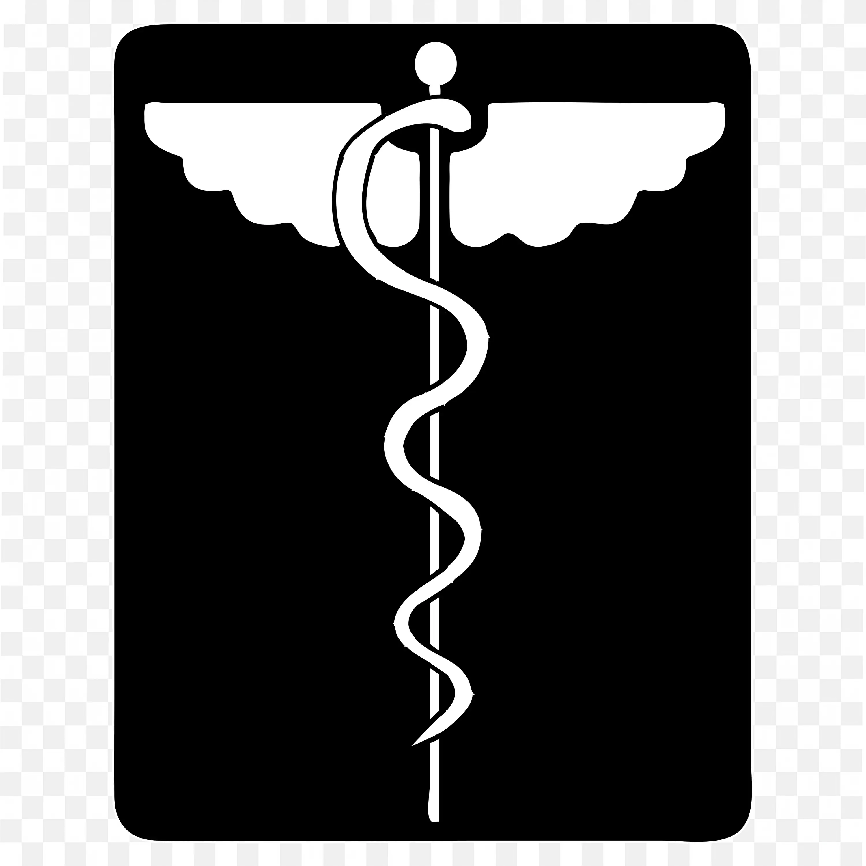 Caduceus Symbol on Black Background Medical Icon PNG