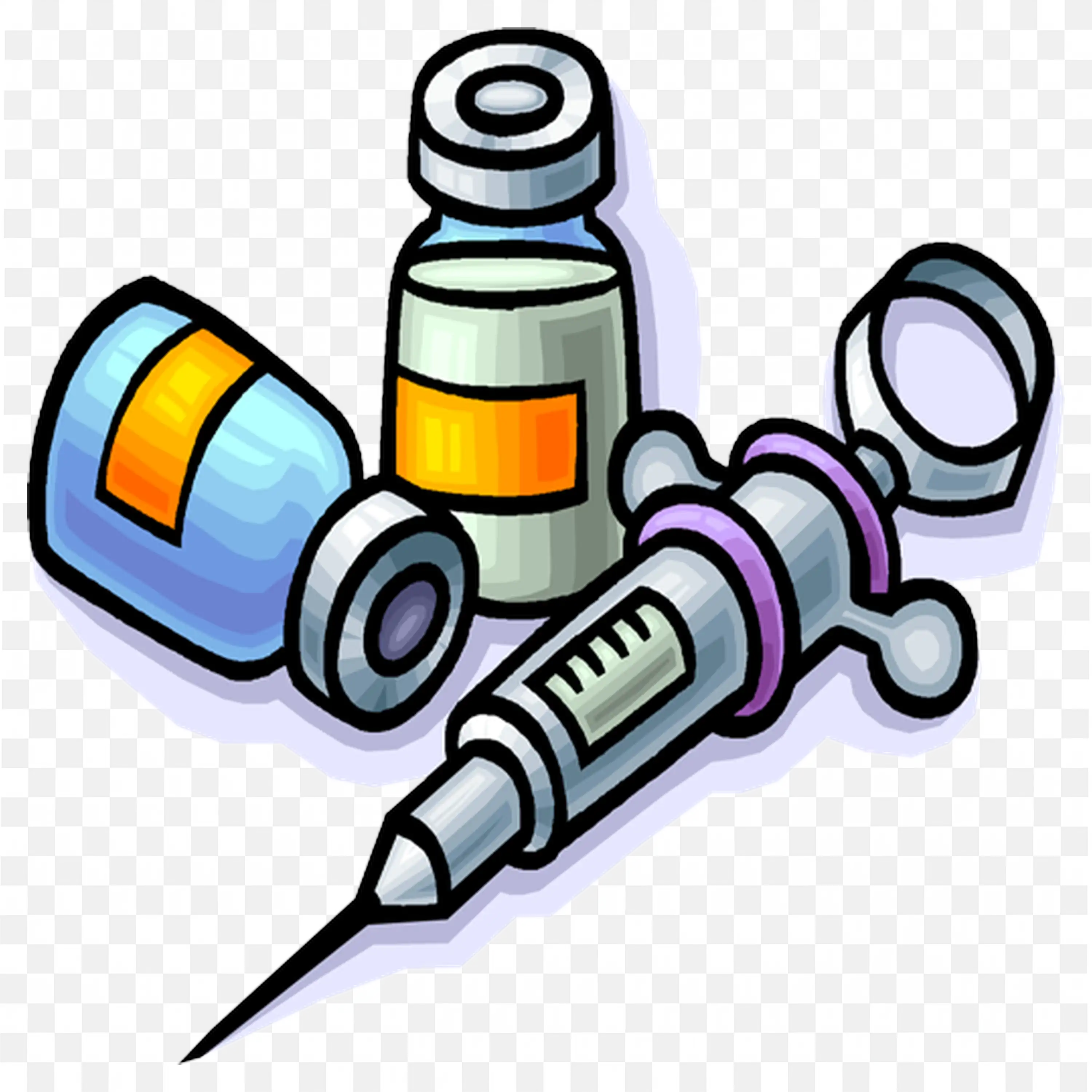 Colorful Medical Syringes Icon for Vaccination Clipart PNG