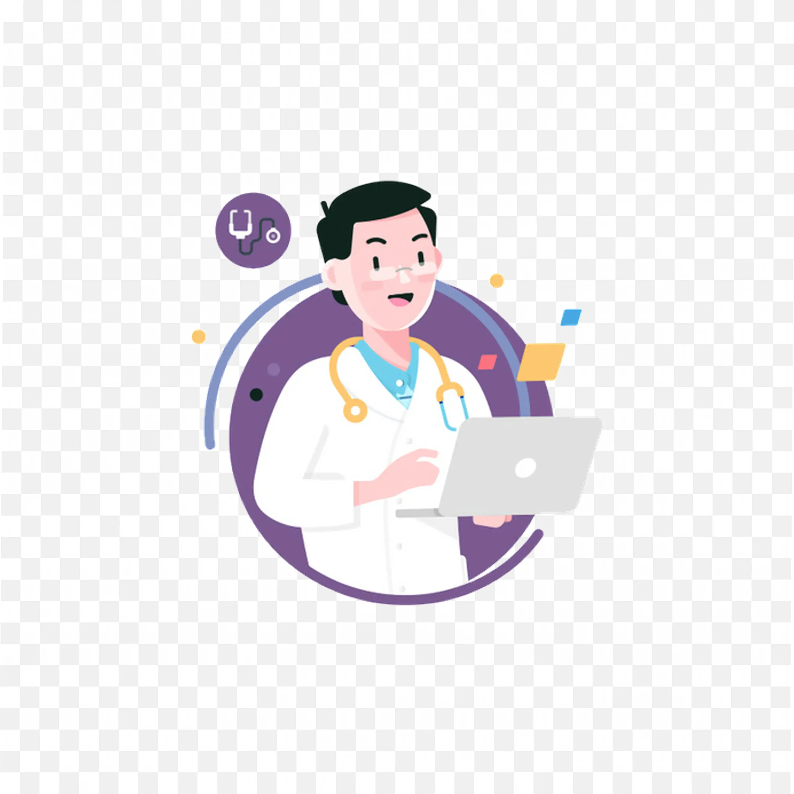 Doctor with Clipboard Giving Medical Advice PNG Icon Art
