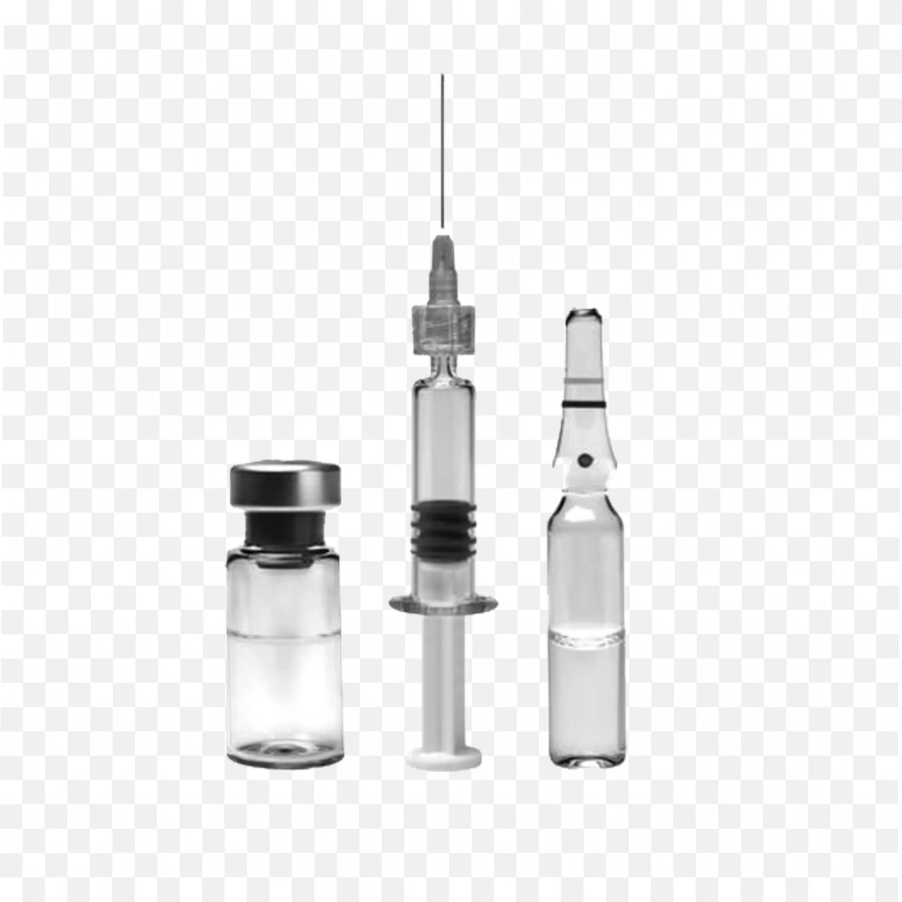 Medical Vials and Syringe Icon for Health Injection PNG