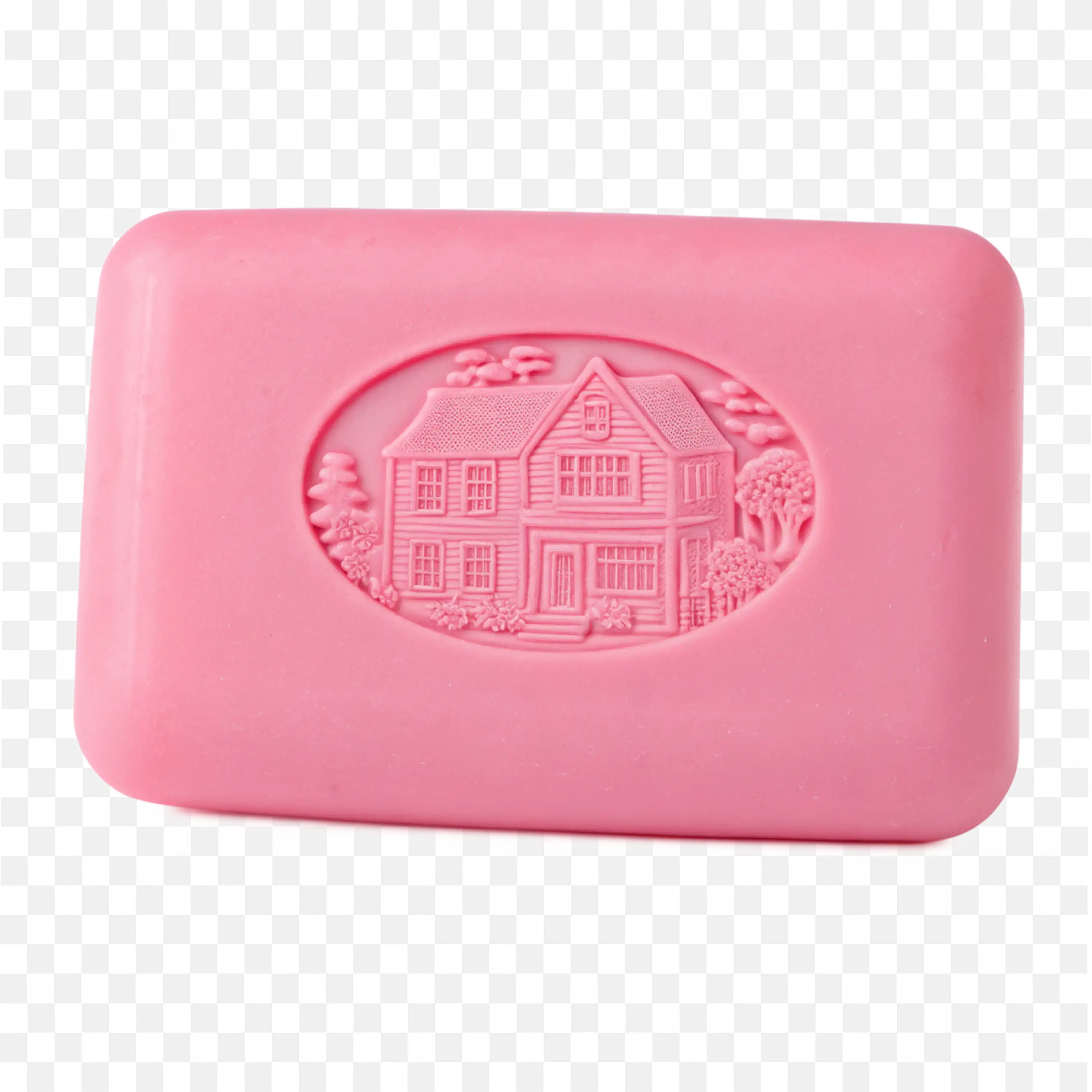 Pink Bar Soap with Embossed Globe Hygiene Symbol Icon PNG