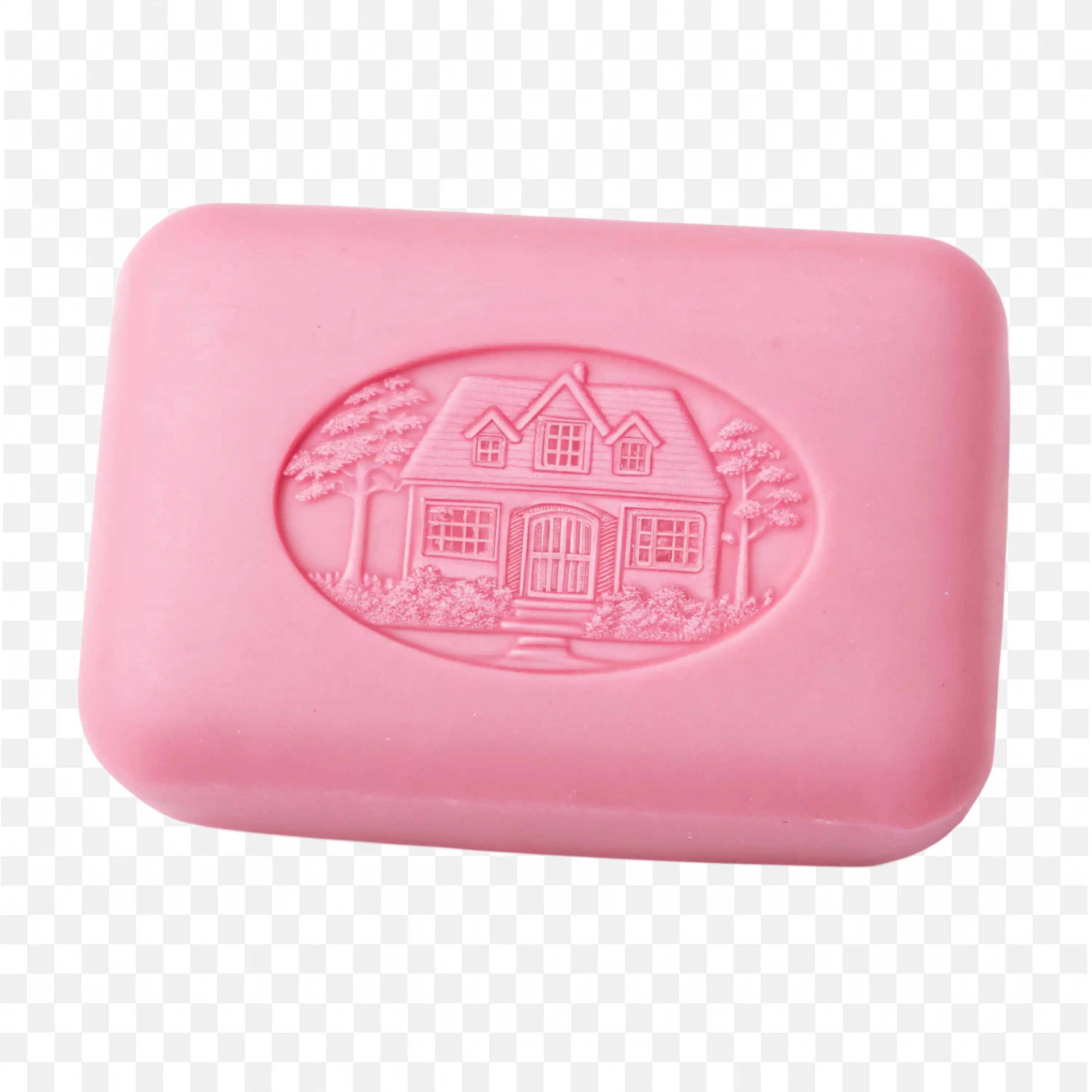 Pink Soap Bar with Embossed Globe Hygiene Clean Icon PNG
