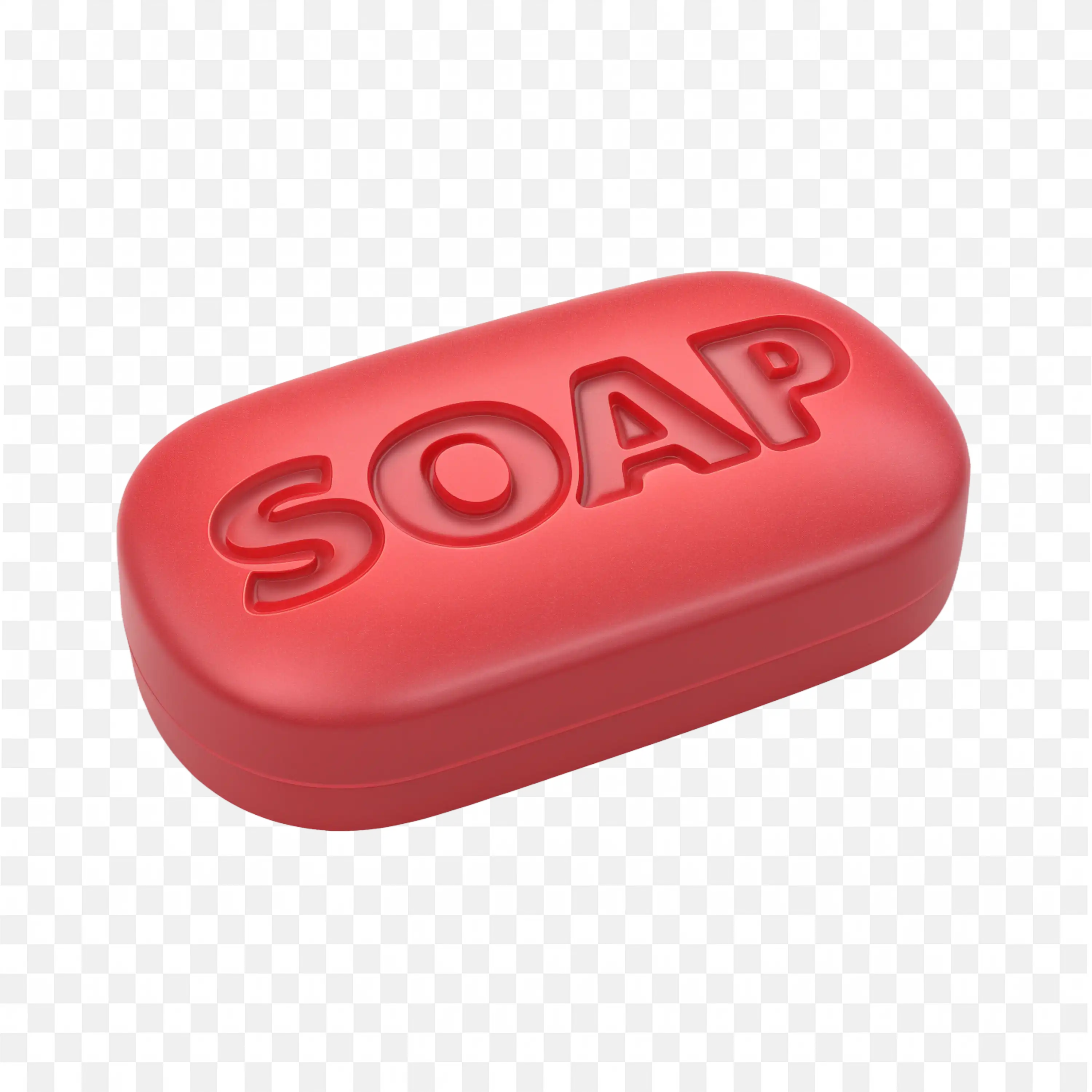 Red Soap Bar with Soap Text Medical Hygiene Icon PNG