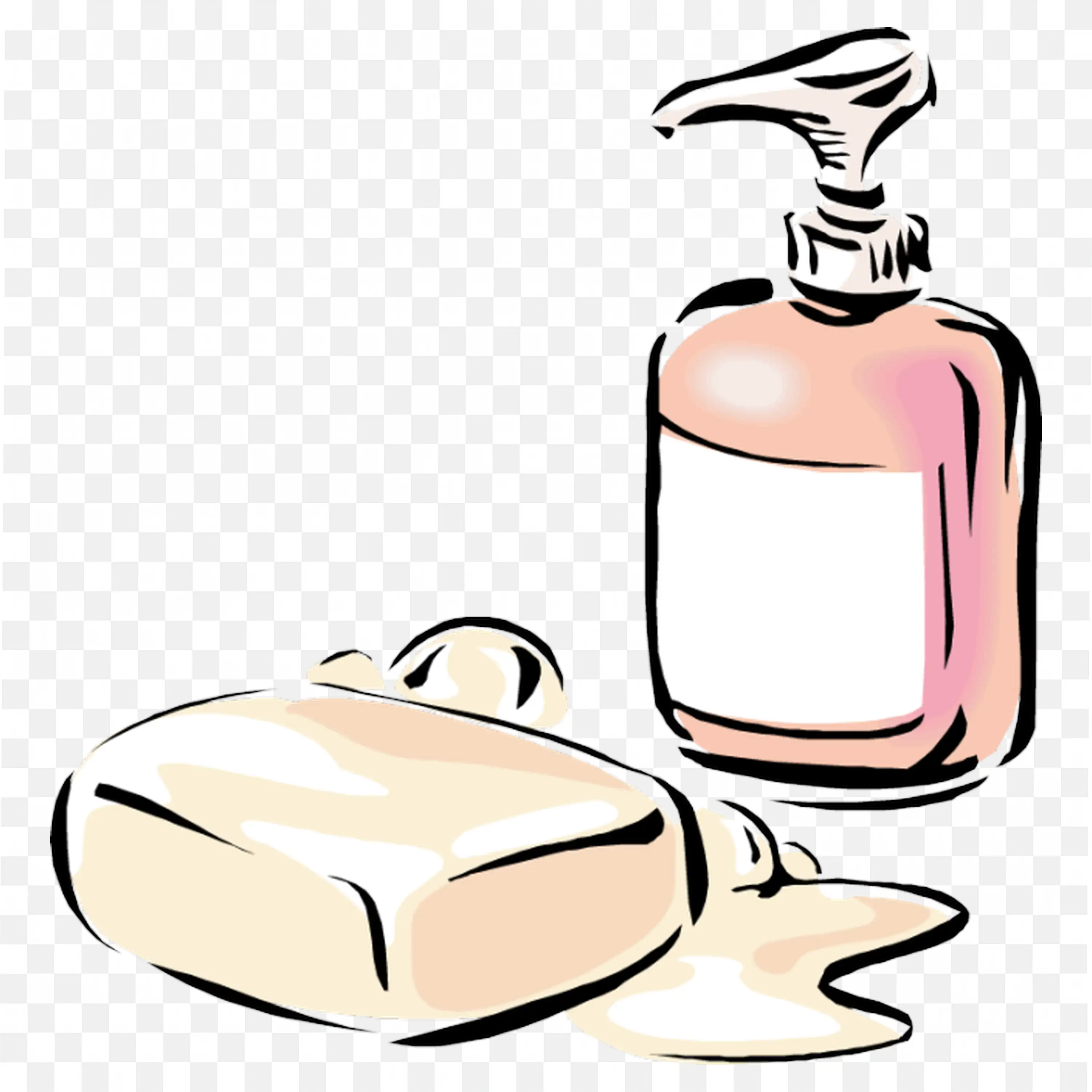 Soap Bottle and Bar Cleanliness Hygiene Products Icon PNG