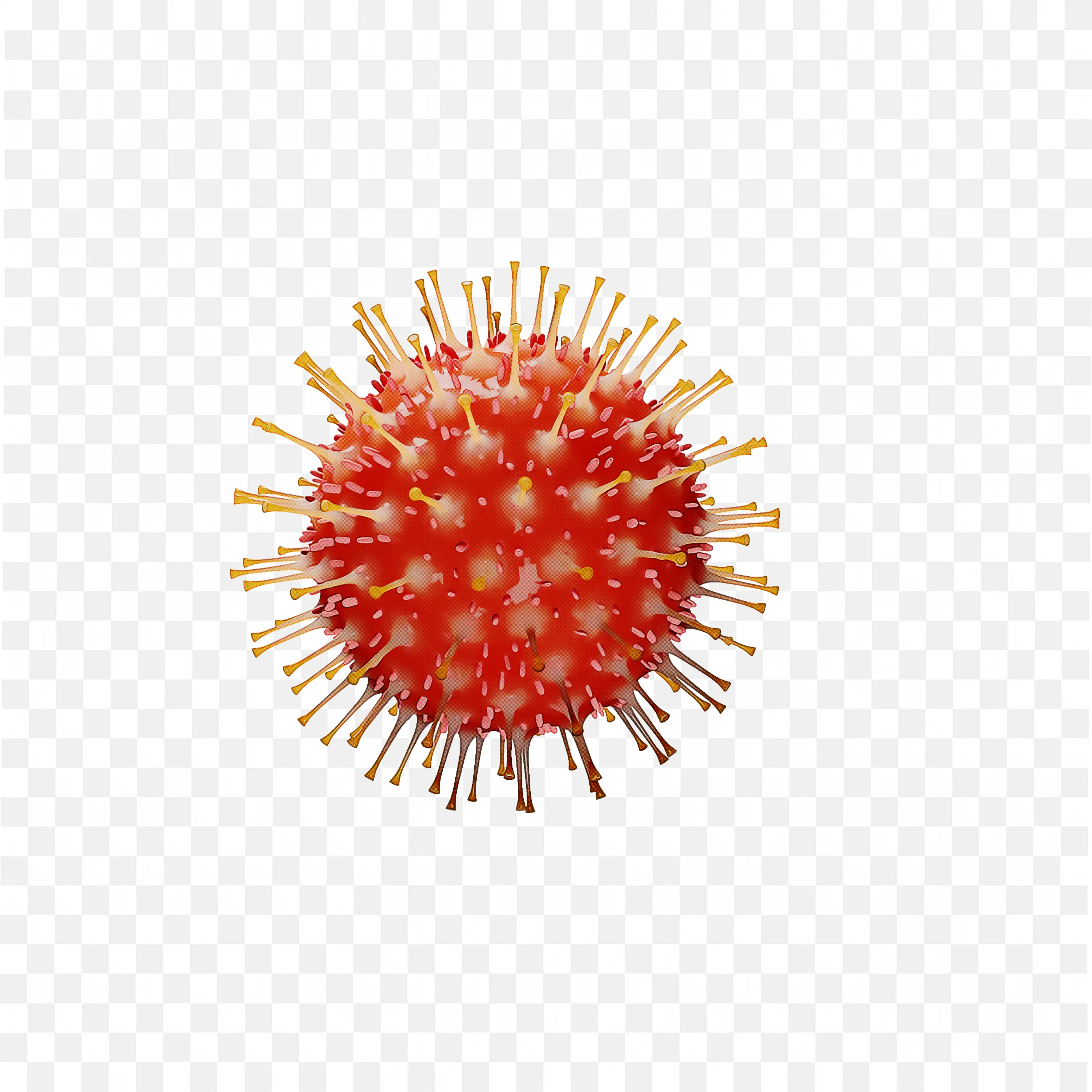 Spiky Red-Orange Virus Cell 3D Medical Infection Icon PNG