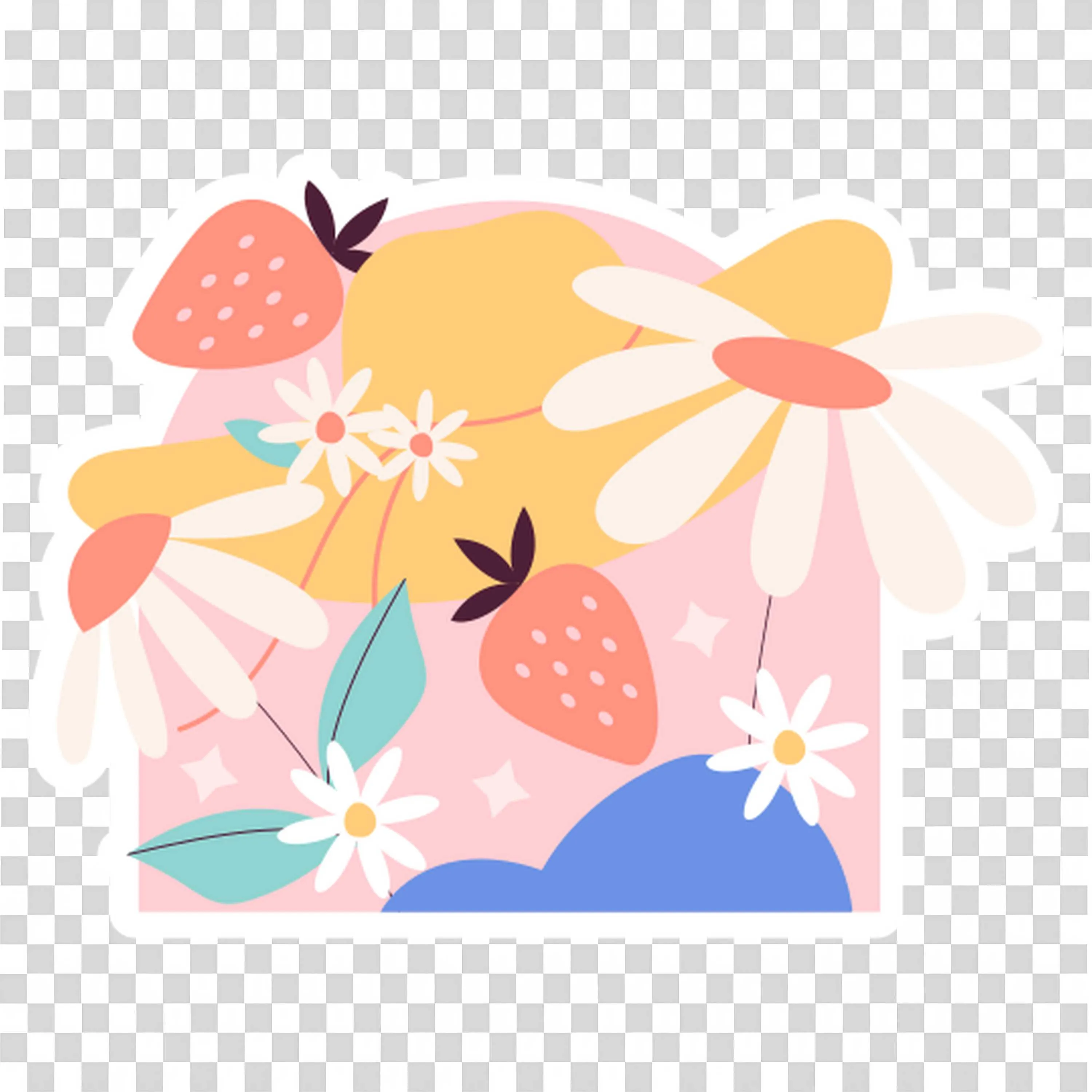 Abstract Art Of Flowers and Leaves with Pink Tone PNG