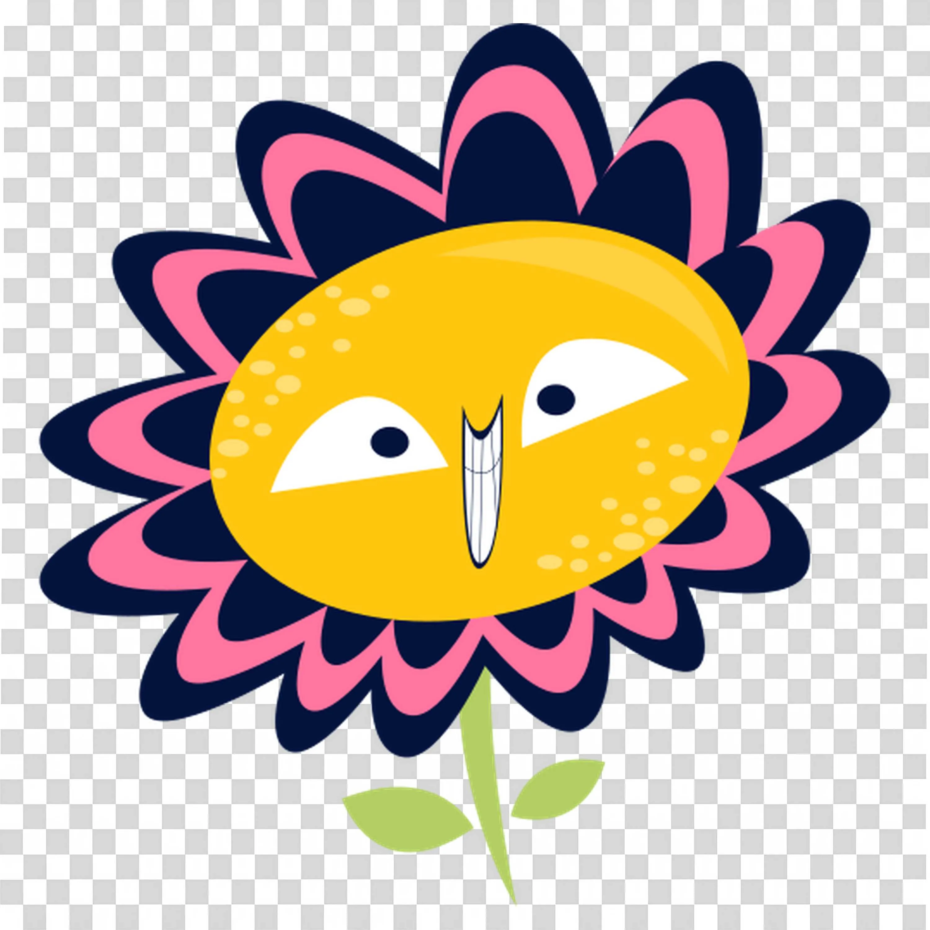 Abstract Flower with Owl Face in Bright Color Pattern