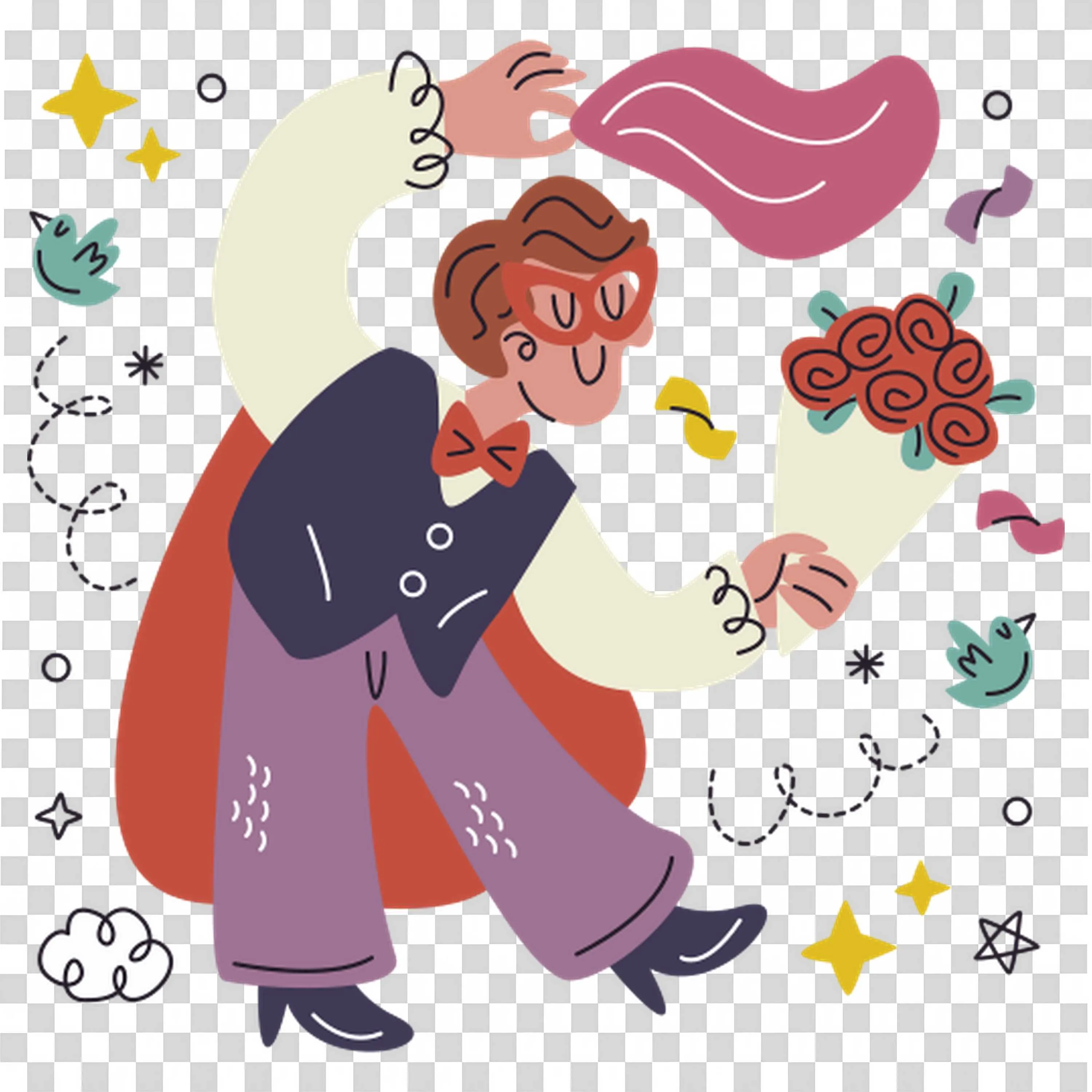 Abstract People Surrounded By Flowers and Nature Art