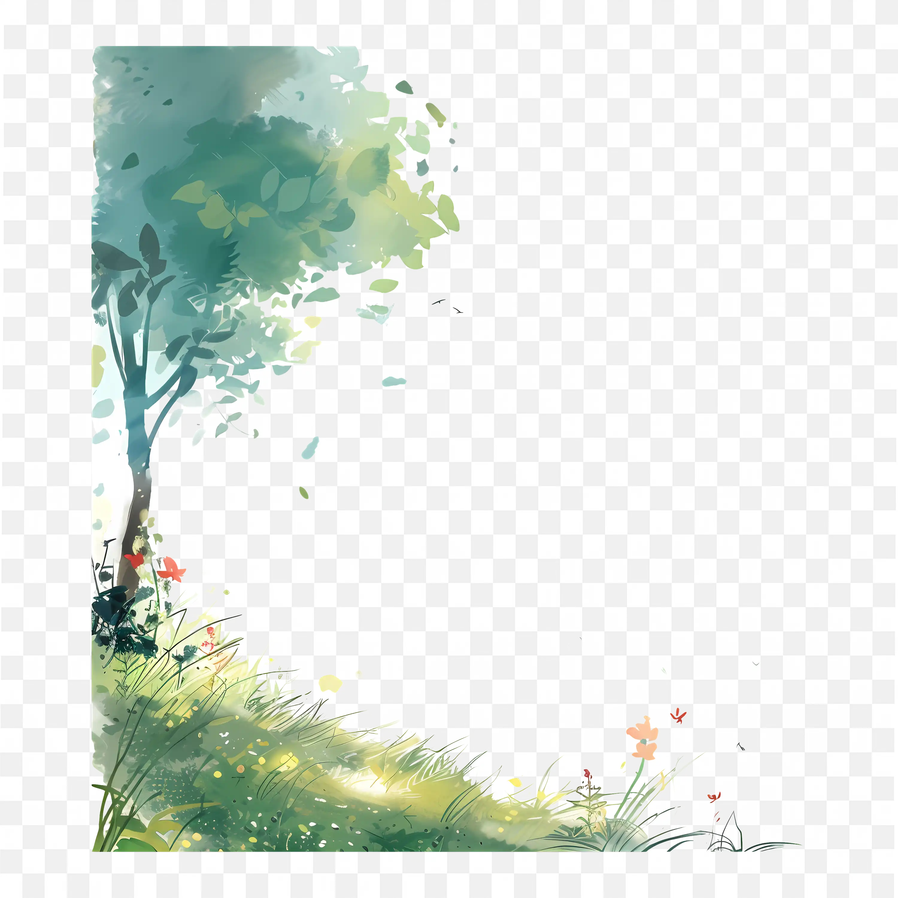 Abstract Splash Nature Clip Art Green and Blue Watercolor