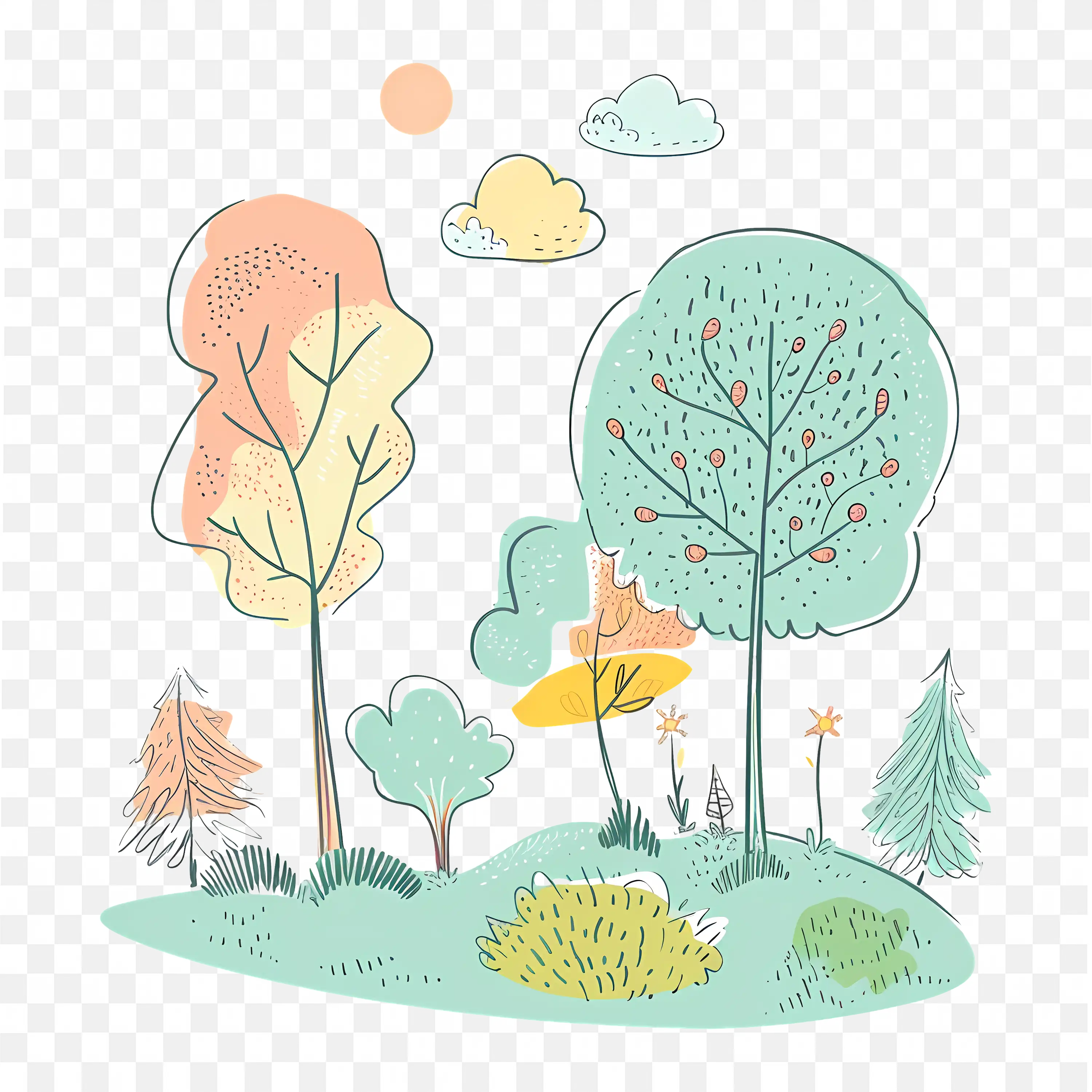 Autumn Trees PNG Nature Forest Landscape Clip Art Design