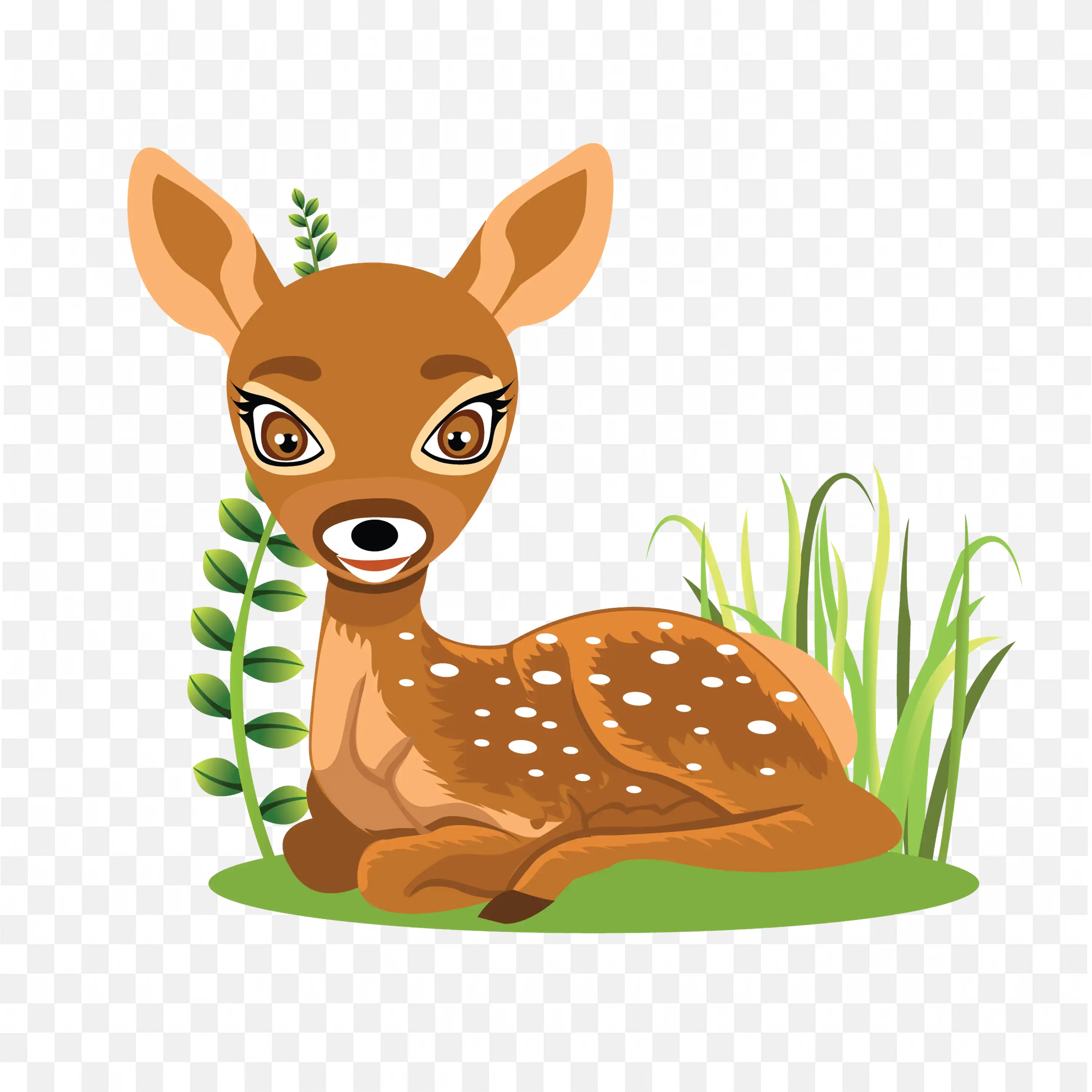 Baby Deer PNG Resting Cartoon Fawn Forest Animal