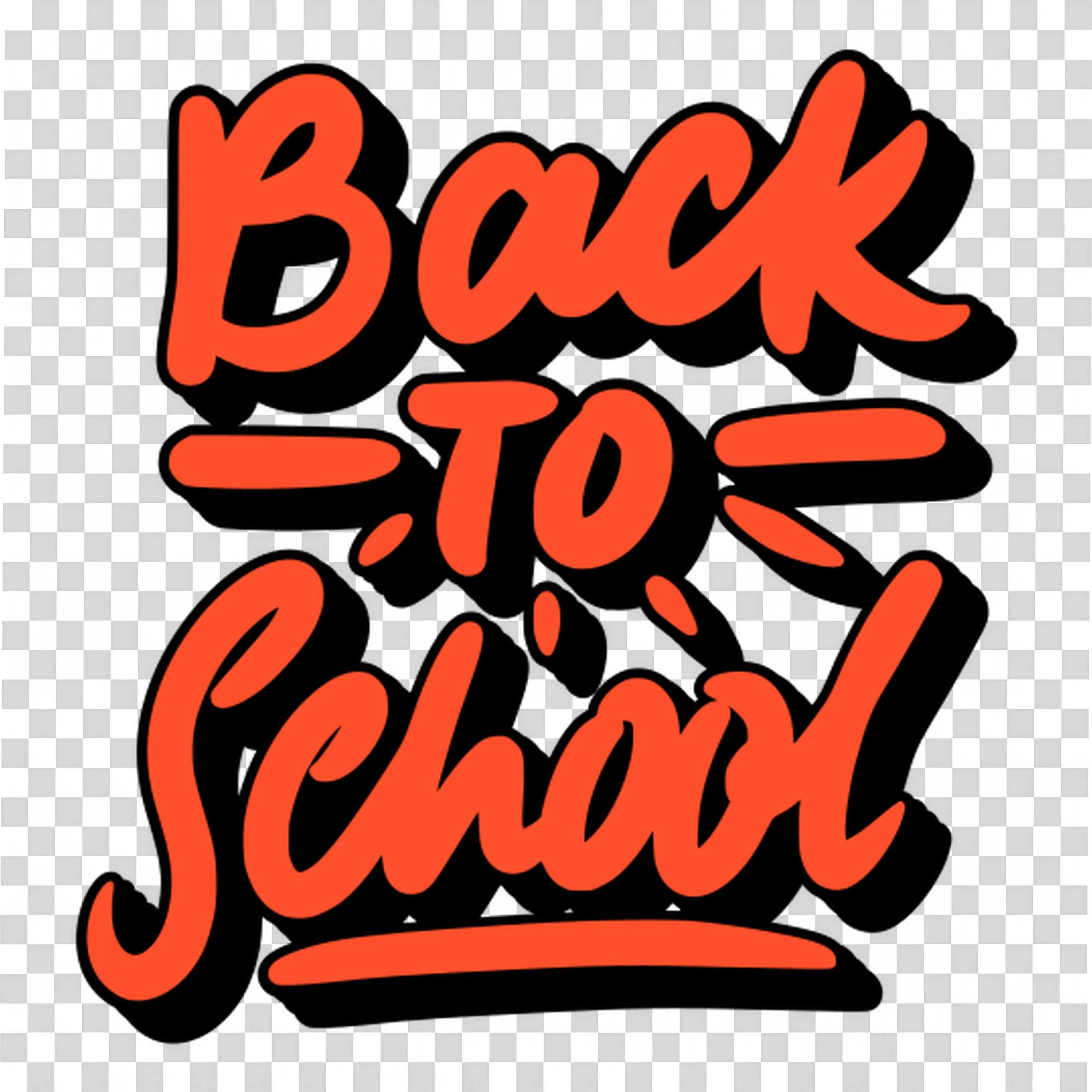 Back to School Phrase in Bold Orange Text with Black Outline