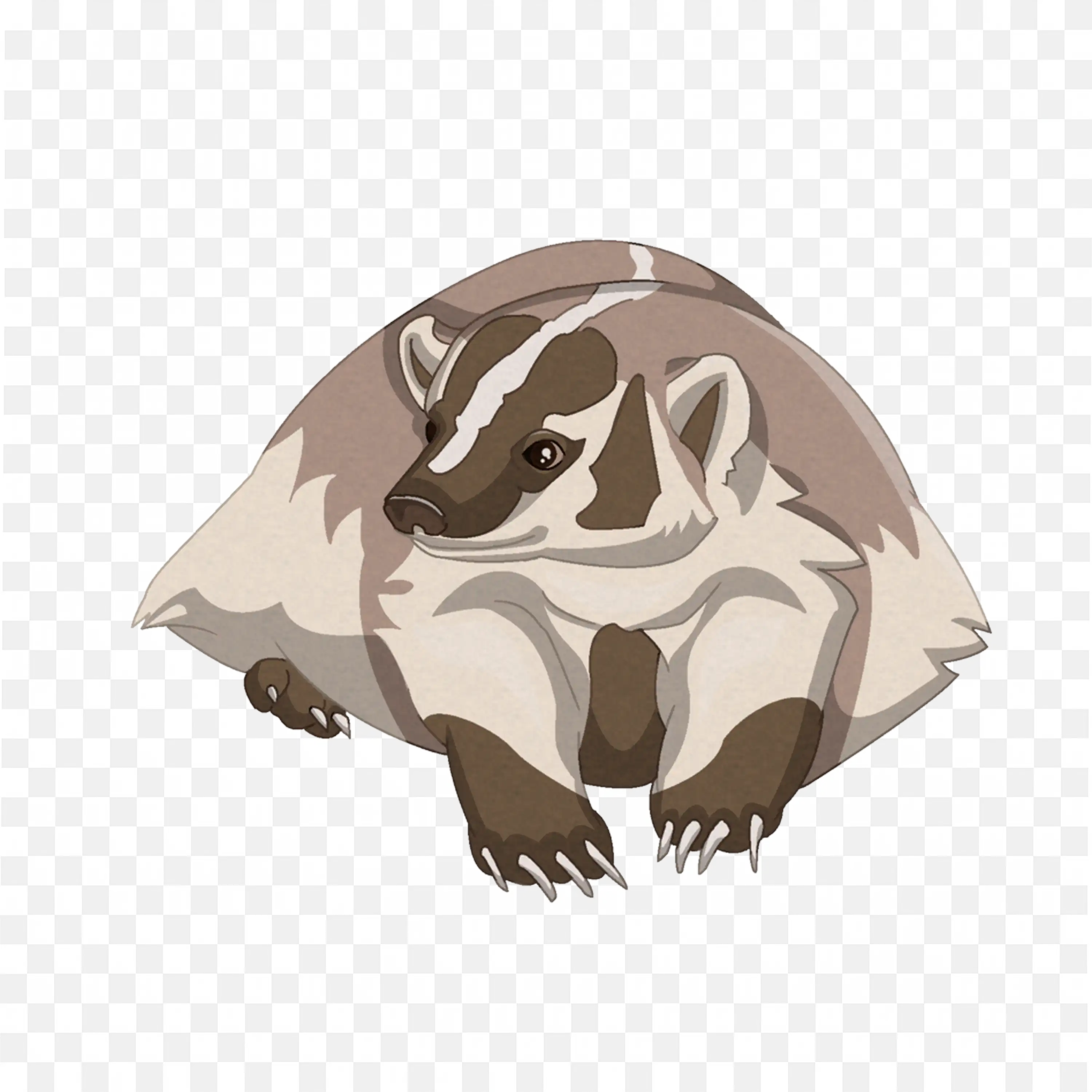 Badger Illustration Black and White Striped Face and Claws