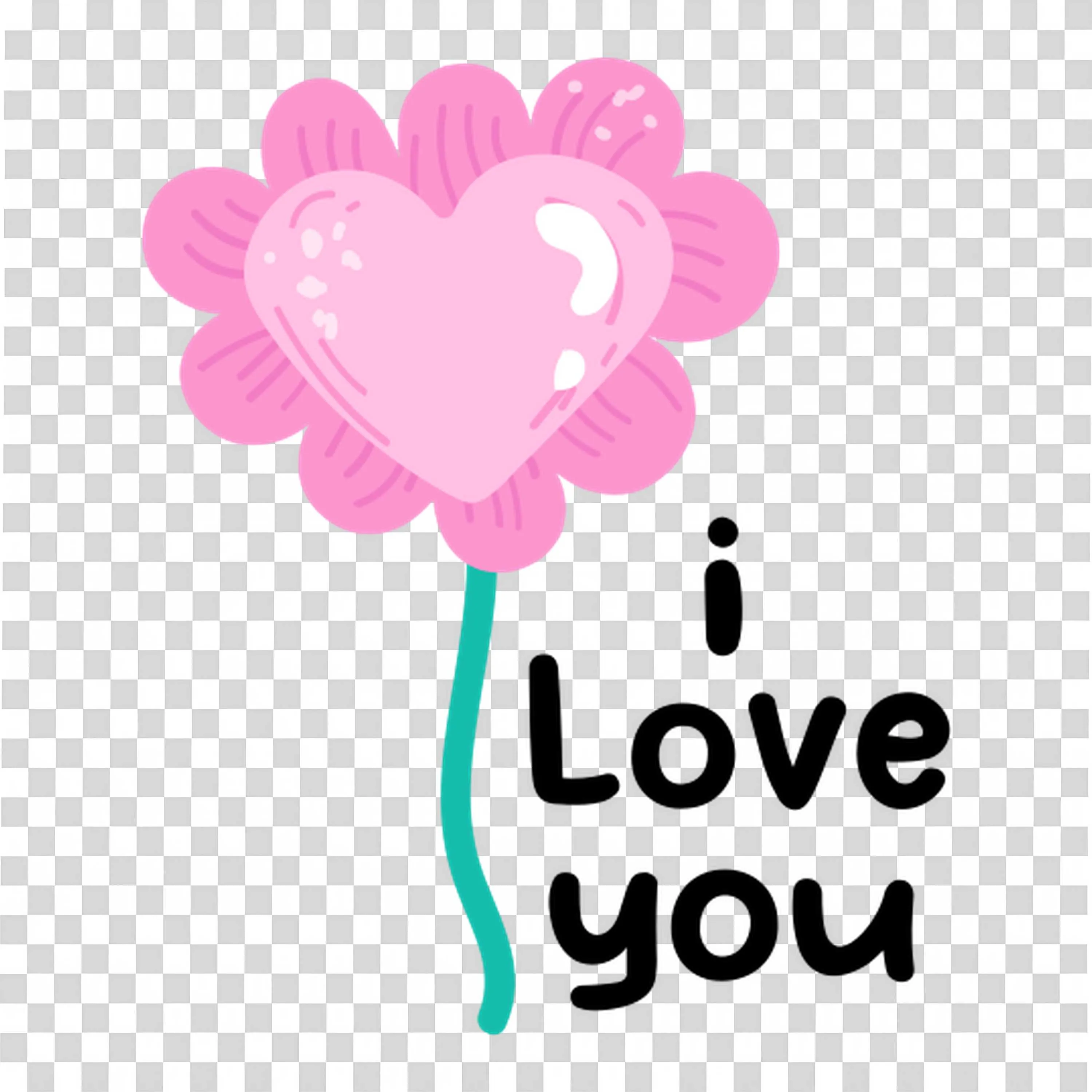 Balloon Flower with I Love You Text For Sweet Gifts