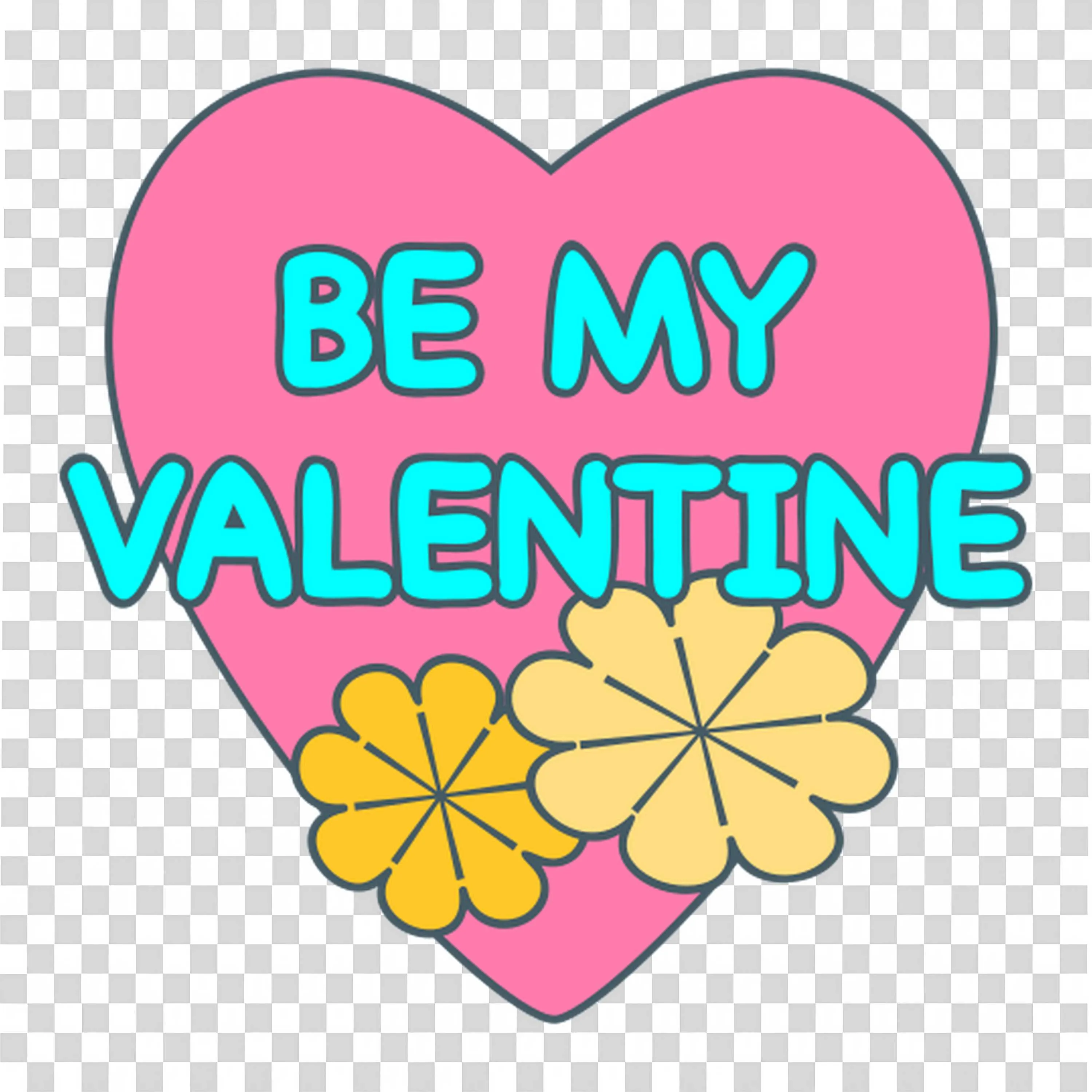 Be My Valentine Heart with Flowers Spreads Love Free PNG