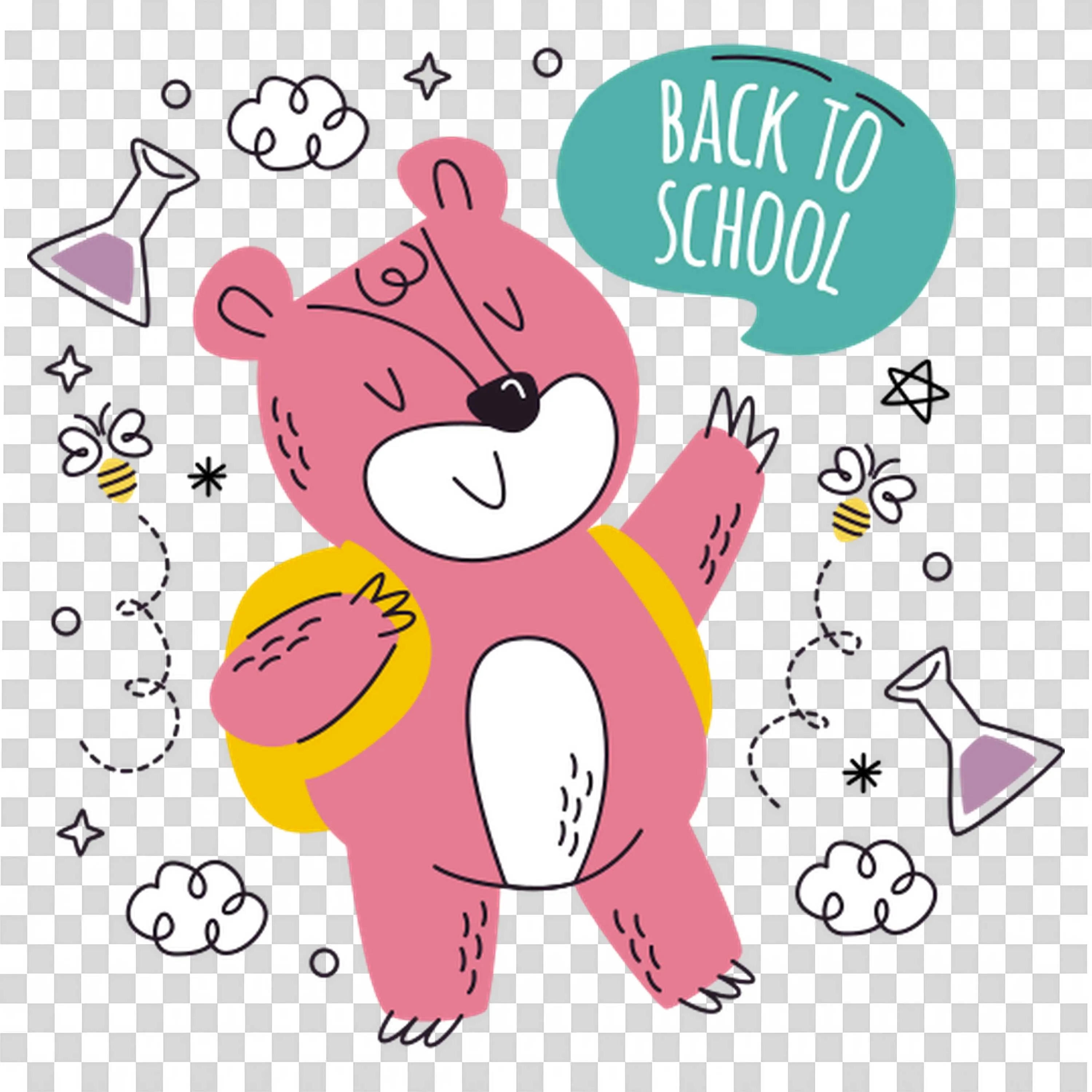 Bear and Star Heart Spread Love and Joy in School Free Png