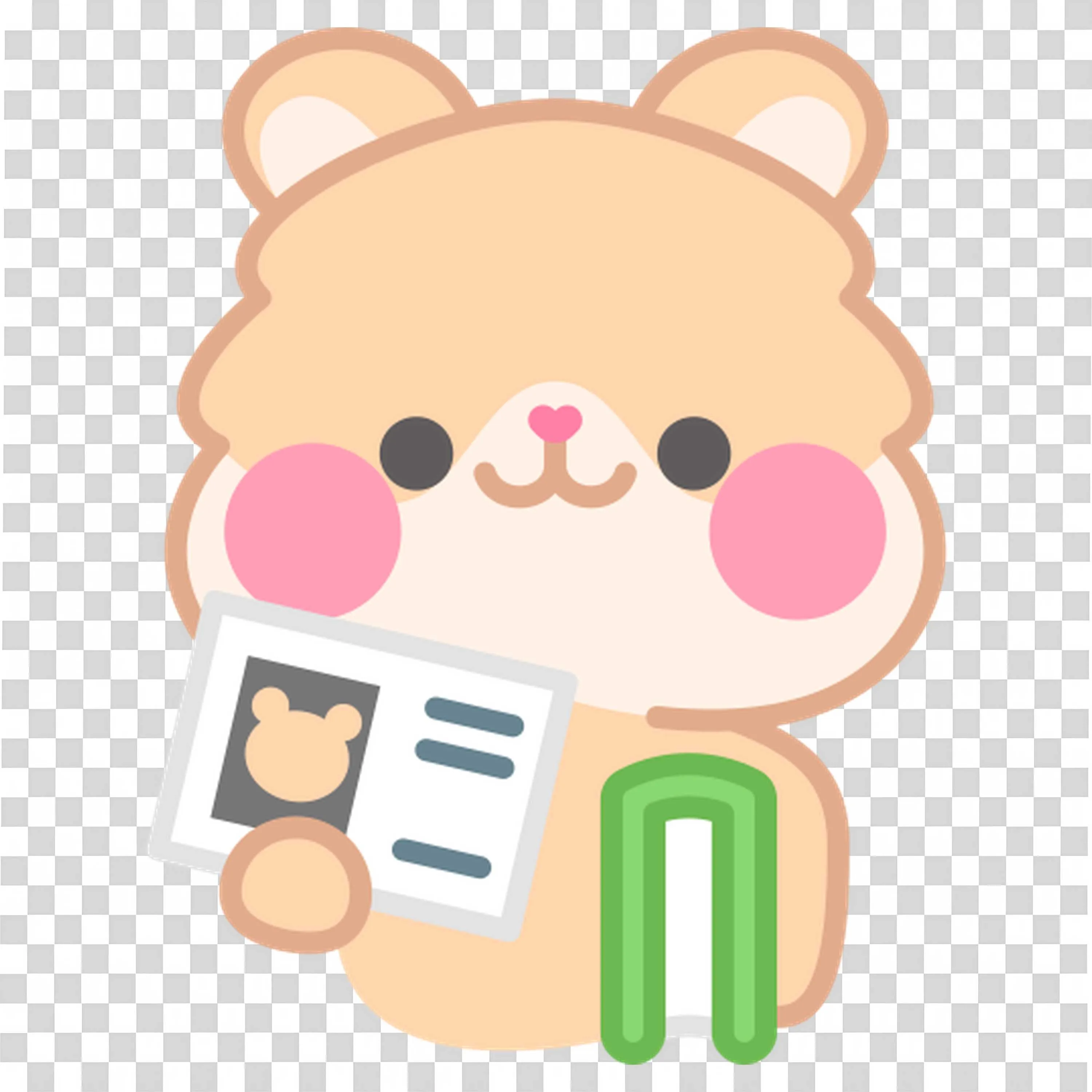 Bear Reading Newspaper with Cute Green Book Under Its Arm