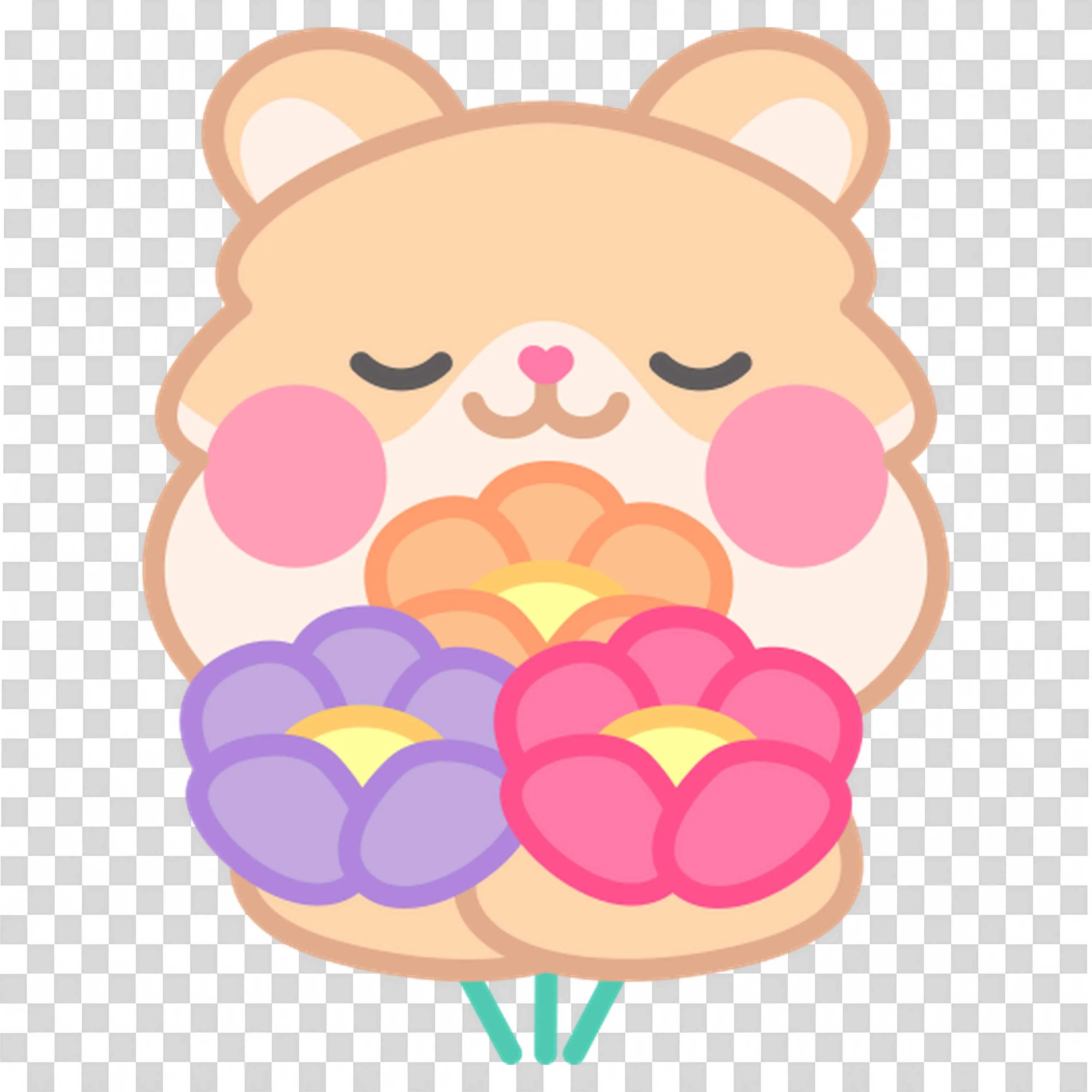 Bear Smiling with Bouquet Spreads Soft Love Free PNGImage