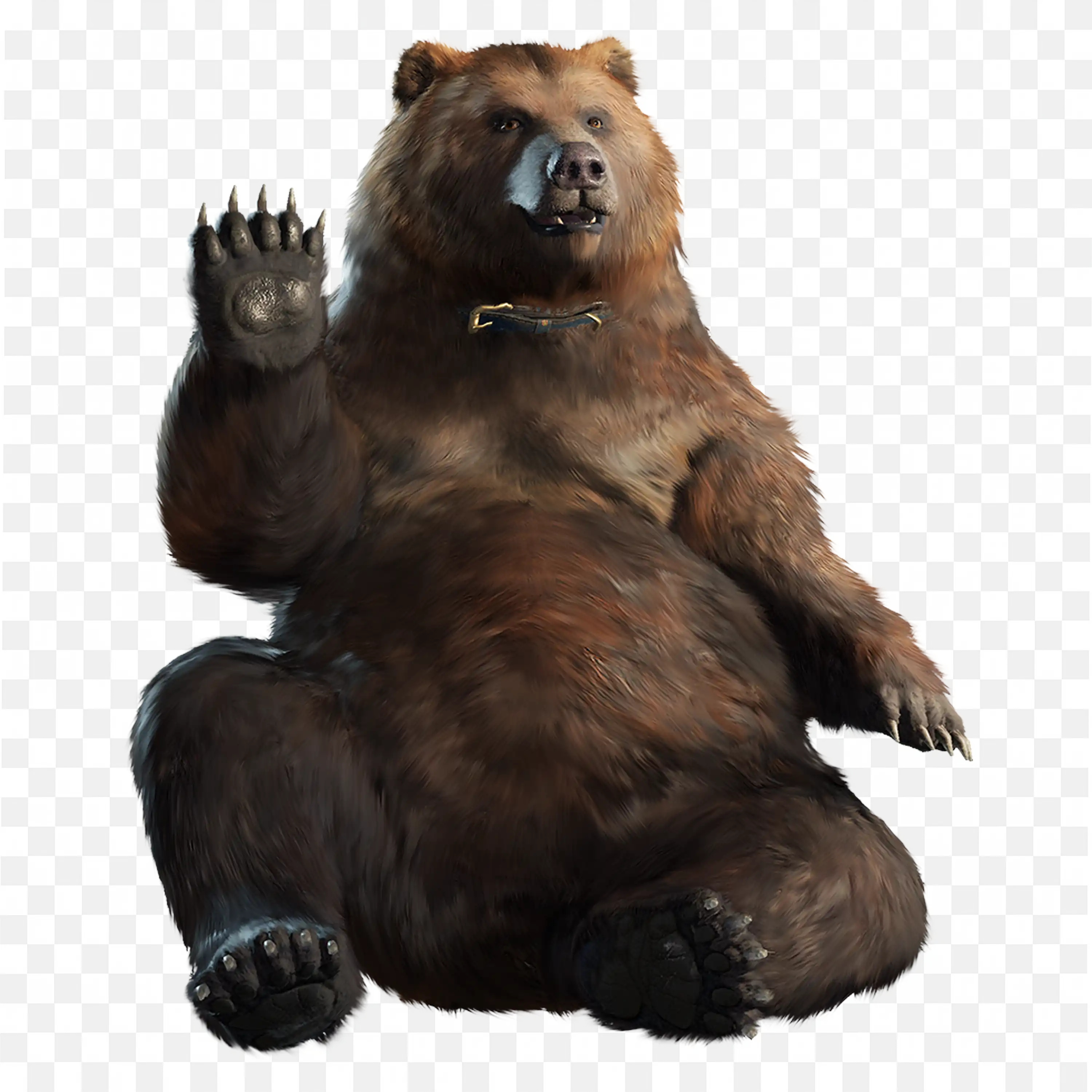 Bear Waving Sitting PNG Friendly Cartoon Style Graphic