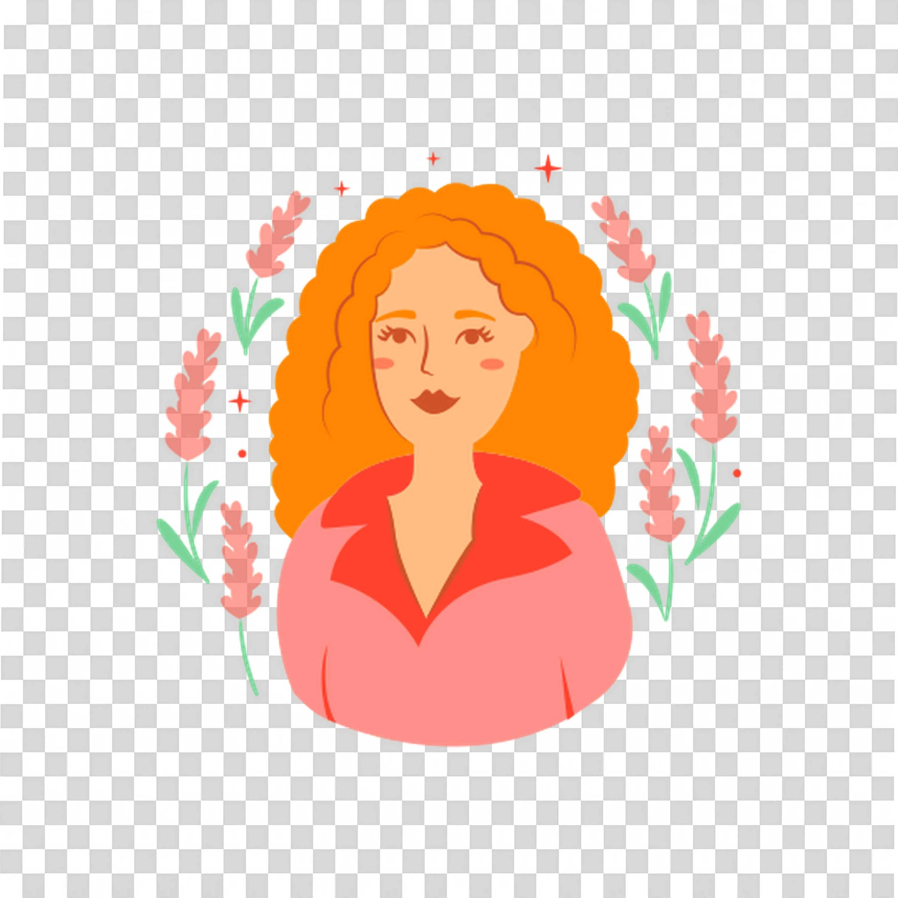 Beautiful Woman with Flowers in Her Hair and Floral Image