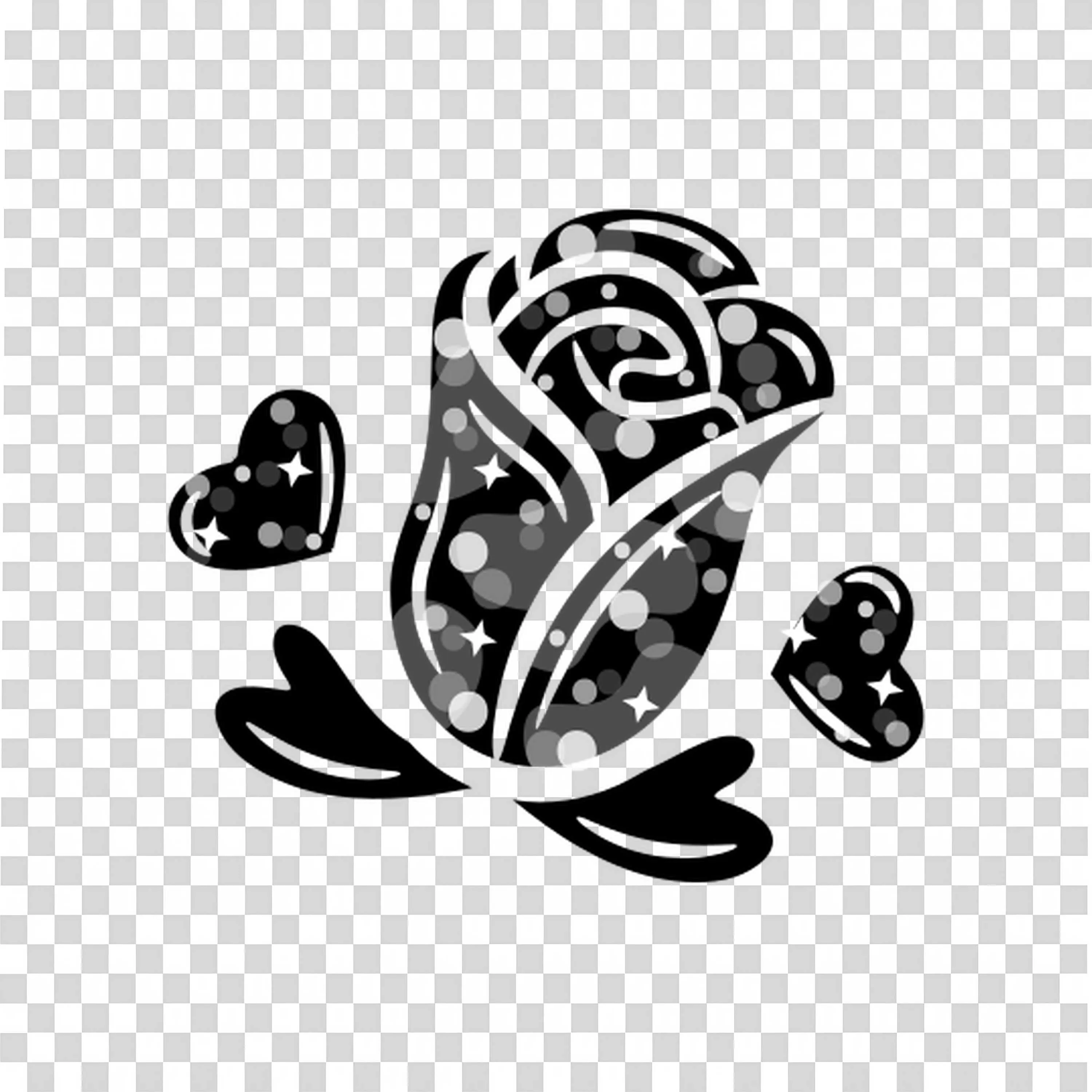 Black and White Rose with Bold Graphic Shadows PNG