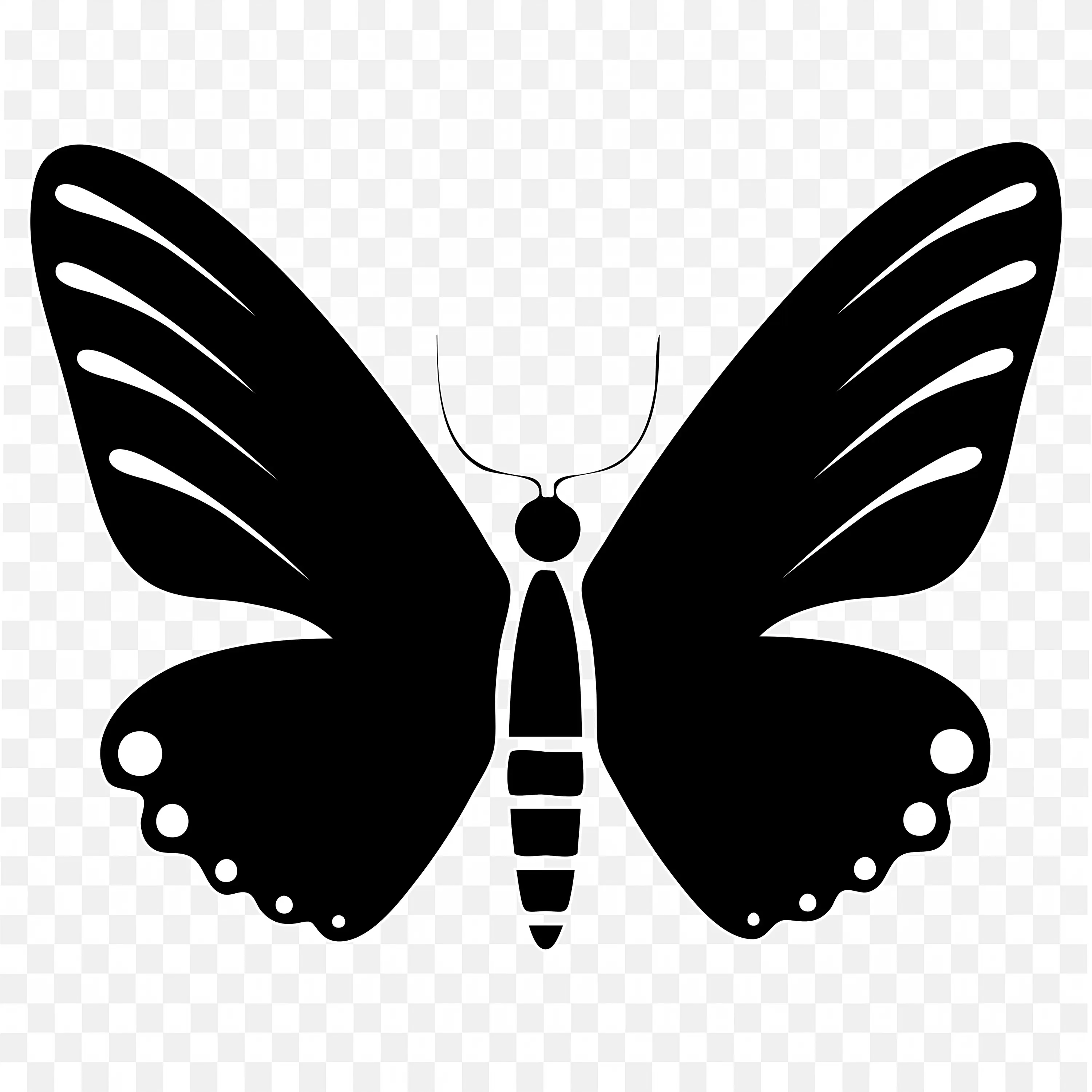 Black Butterfly Wings Spread Dark Insect PNG Art