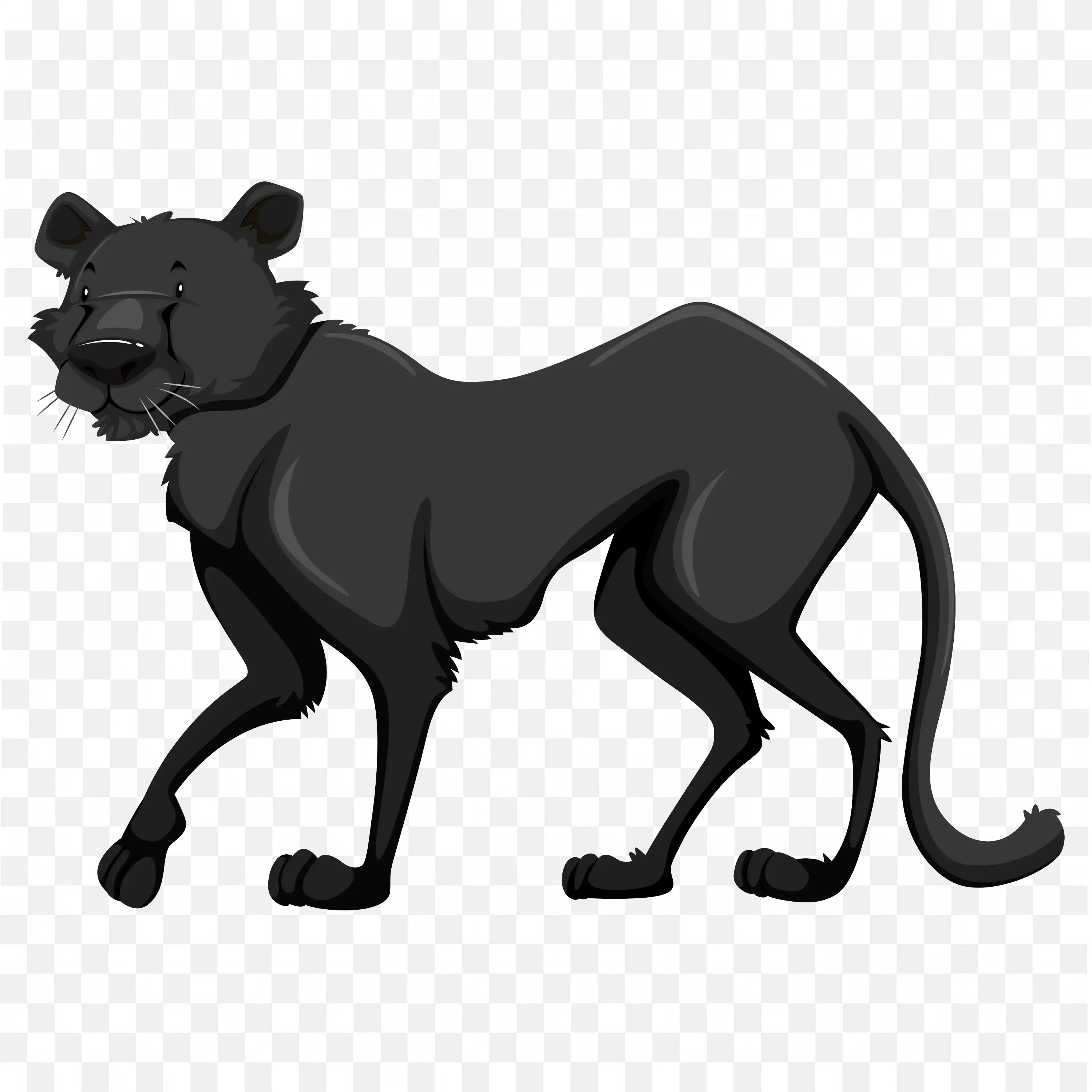 Black Panther Cat Standing Alert PNG Illustration Art