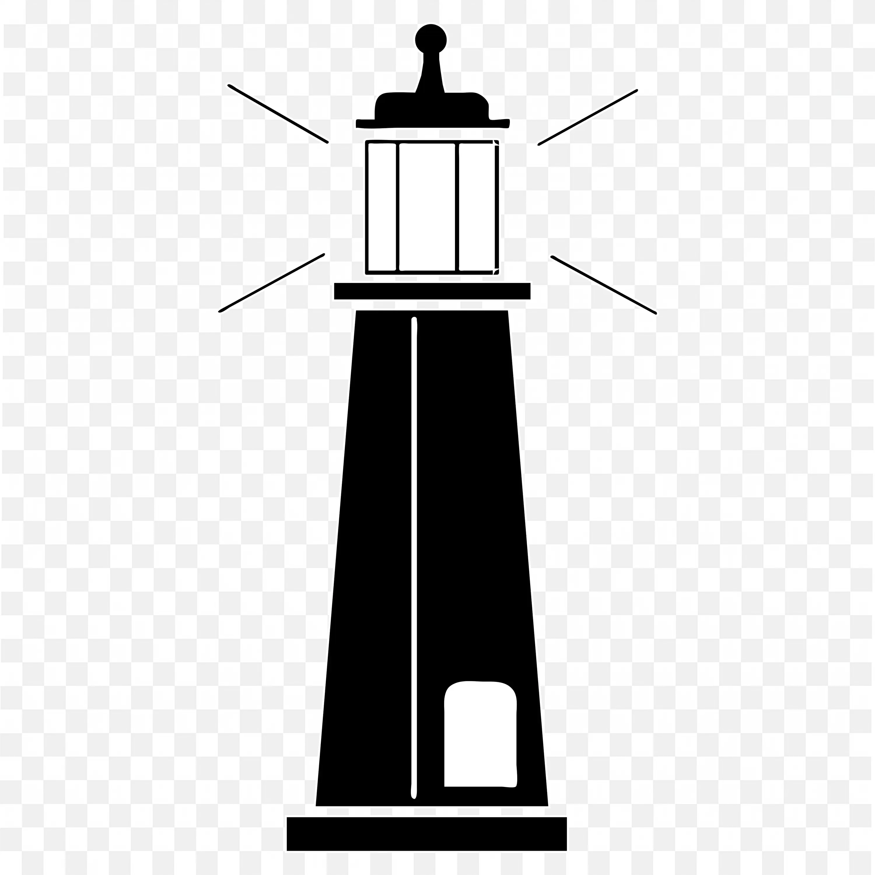 Black Silhouette Lighthouse with Waves PNG Icon Art
