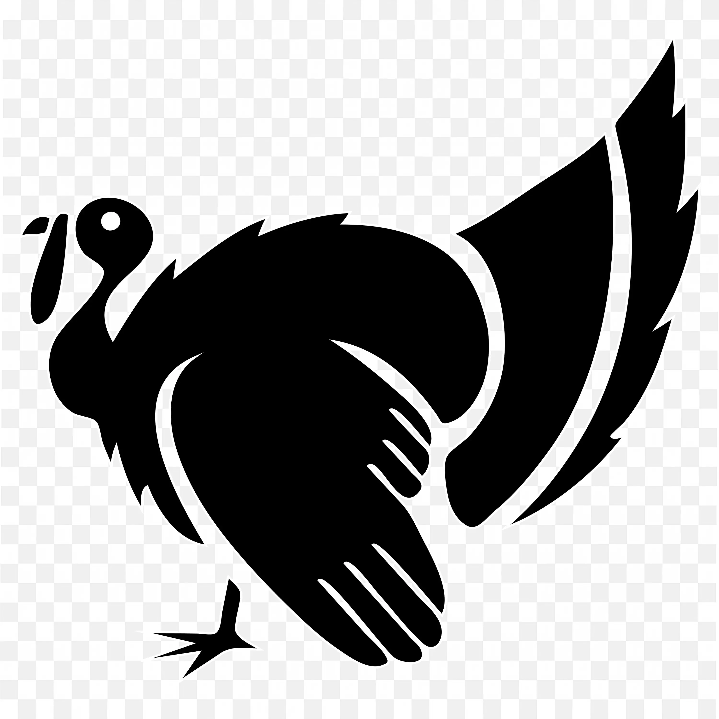 Black Swan Silhouette Bird Flying Pose PNG Illustration