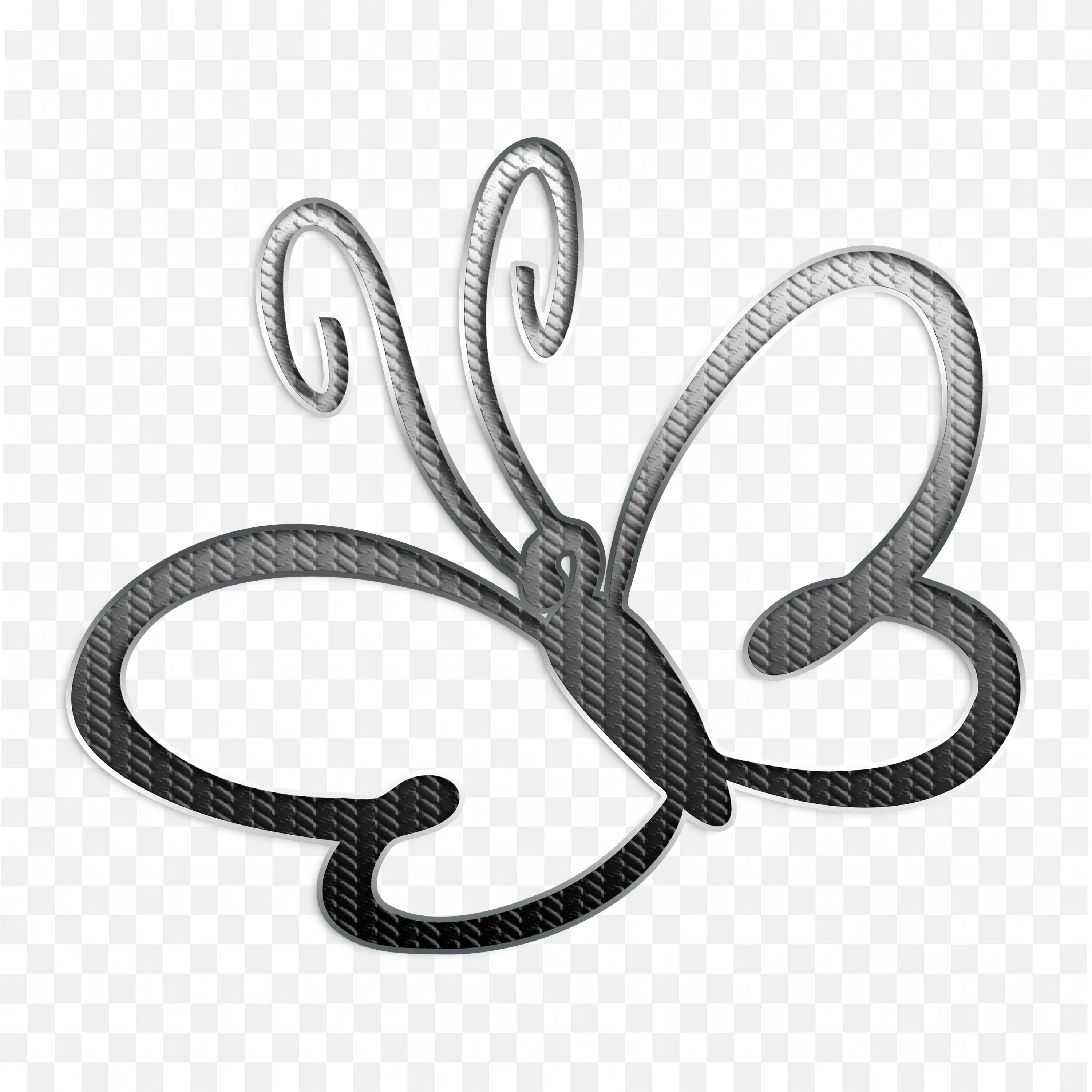 Black and White Butterfly Outline Simple Wings PNG